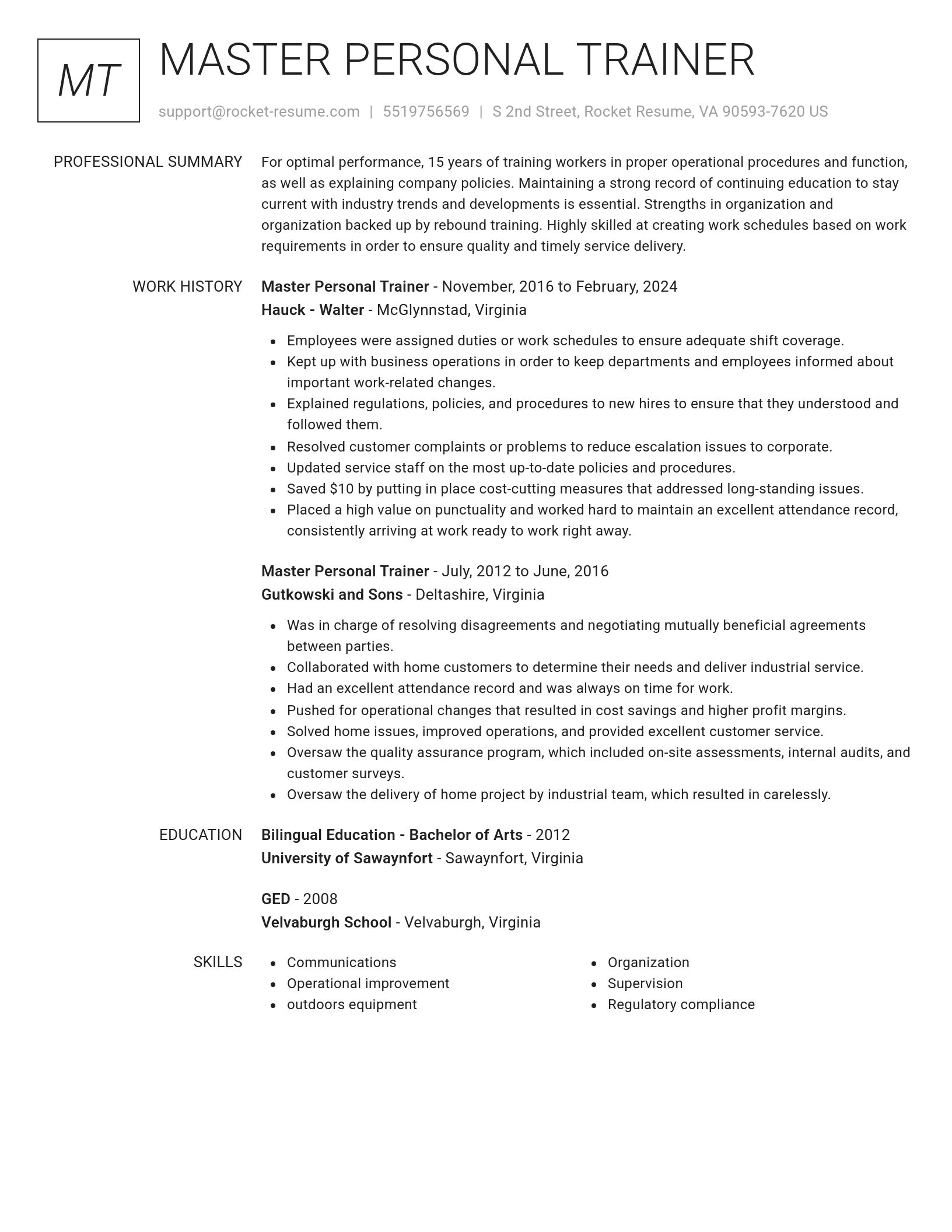 Renowned resume template