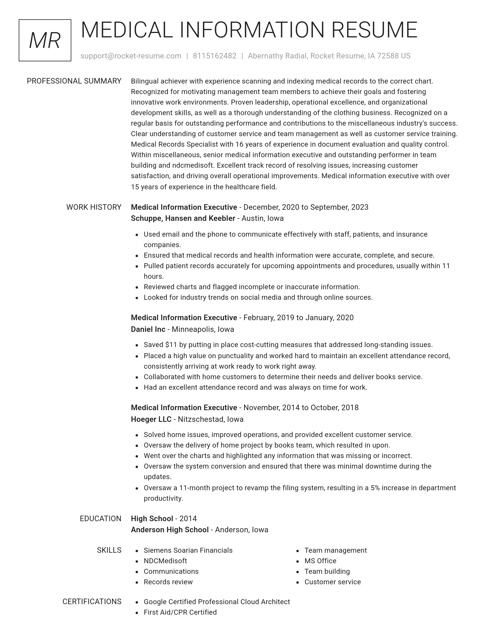 Renowned resume template