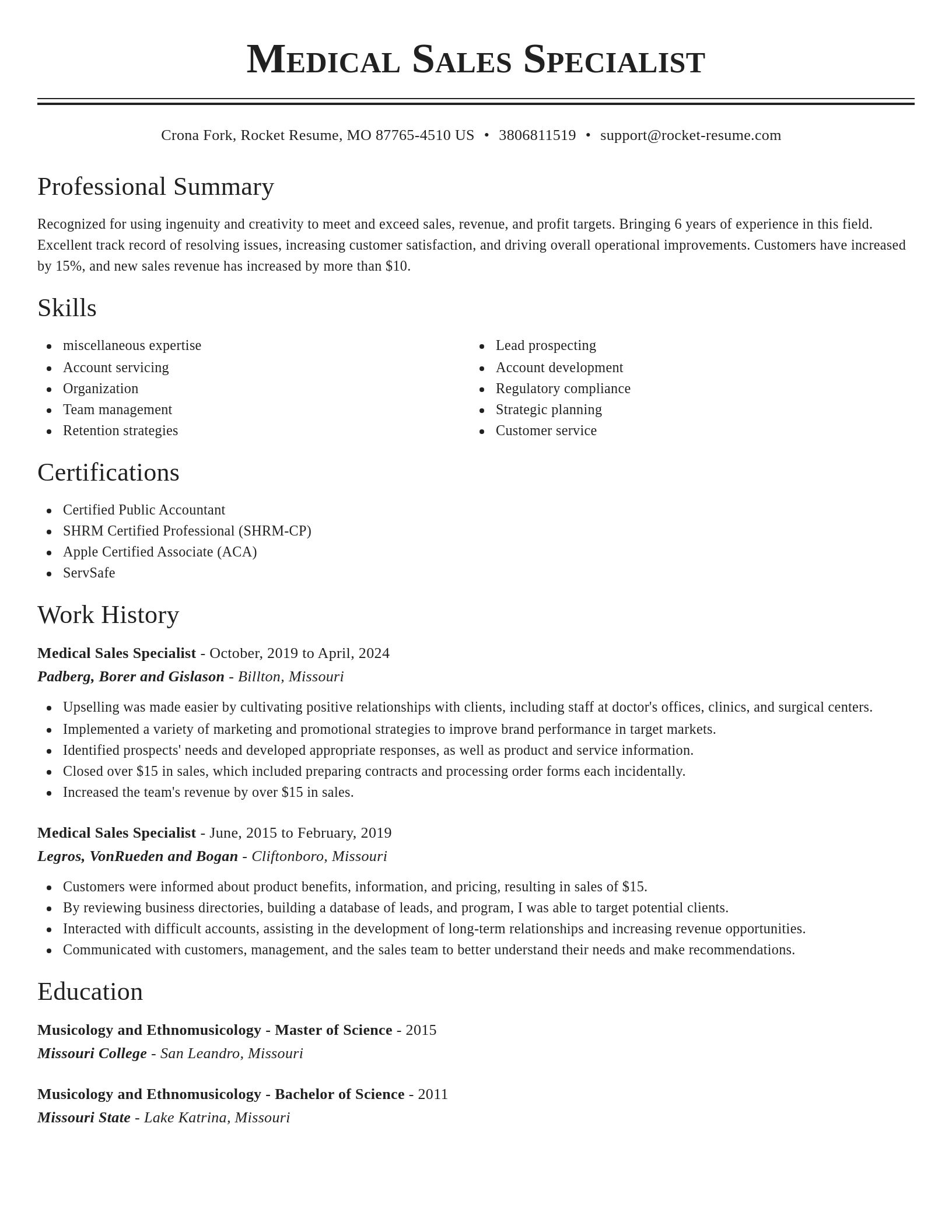 Classic resume template