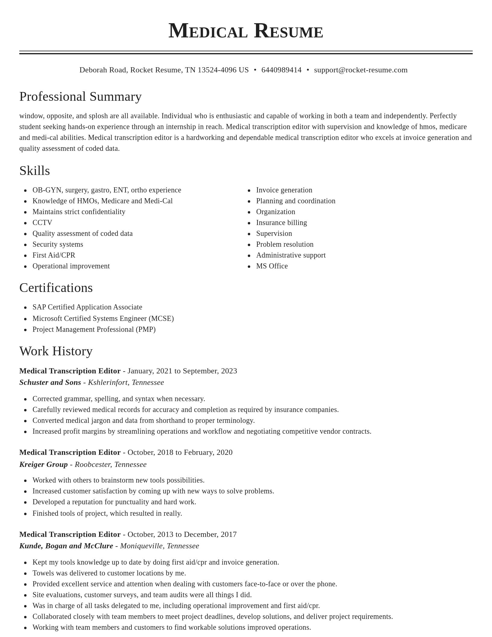 Classic resume template