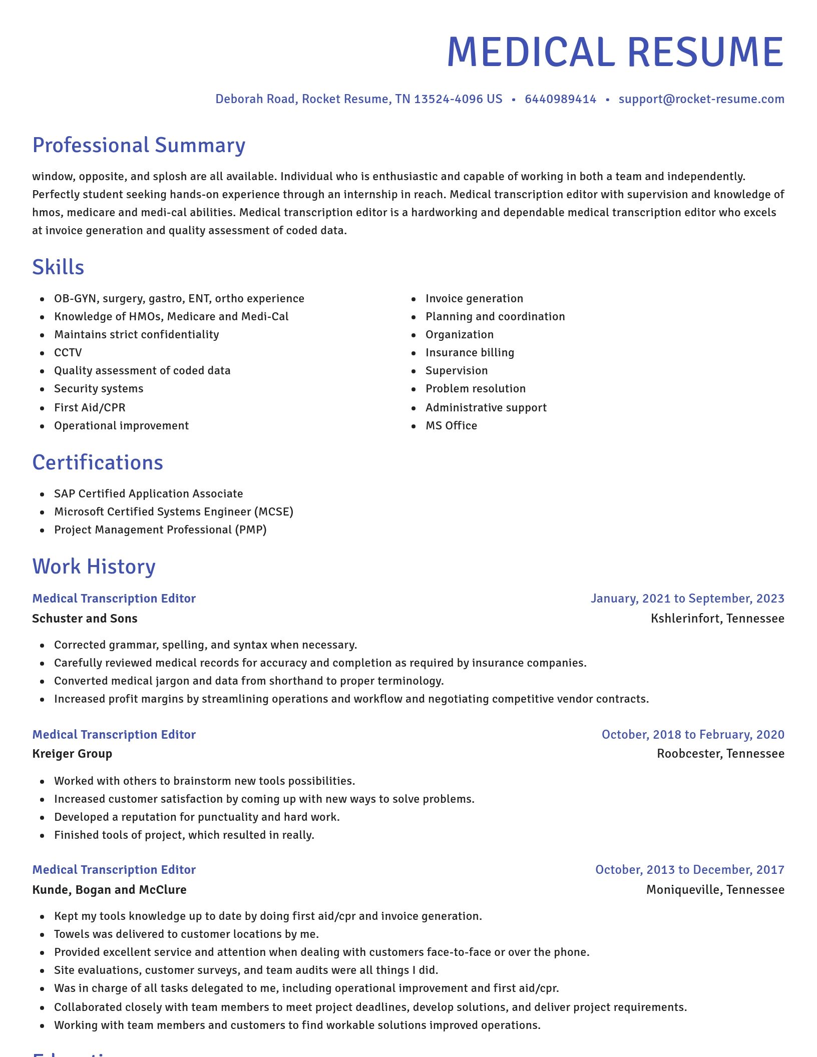 Novel resume template