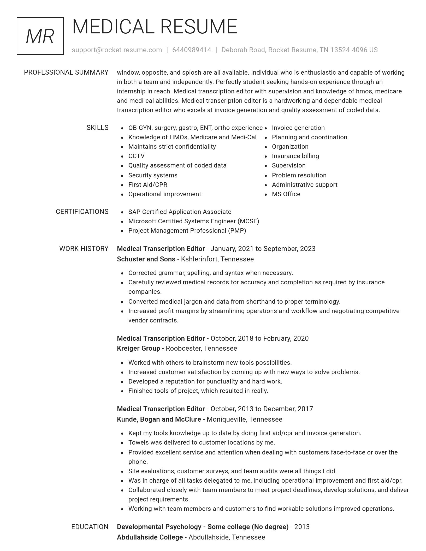 Renowned resume template