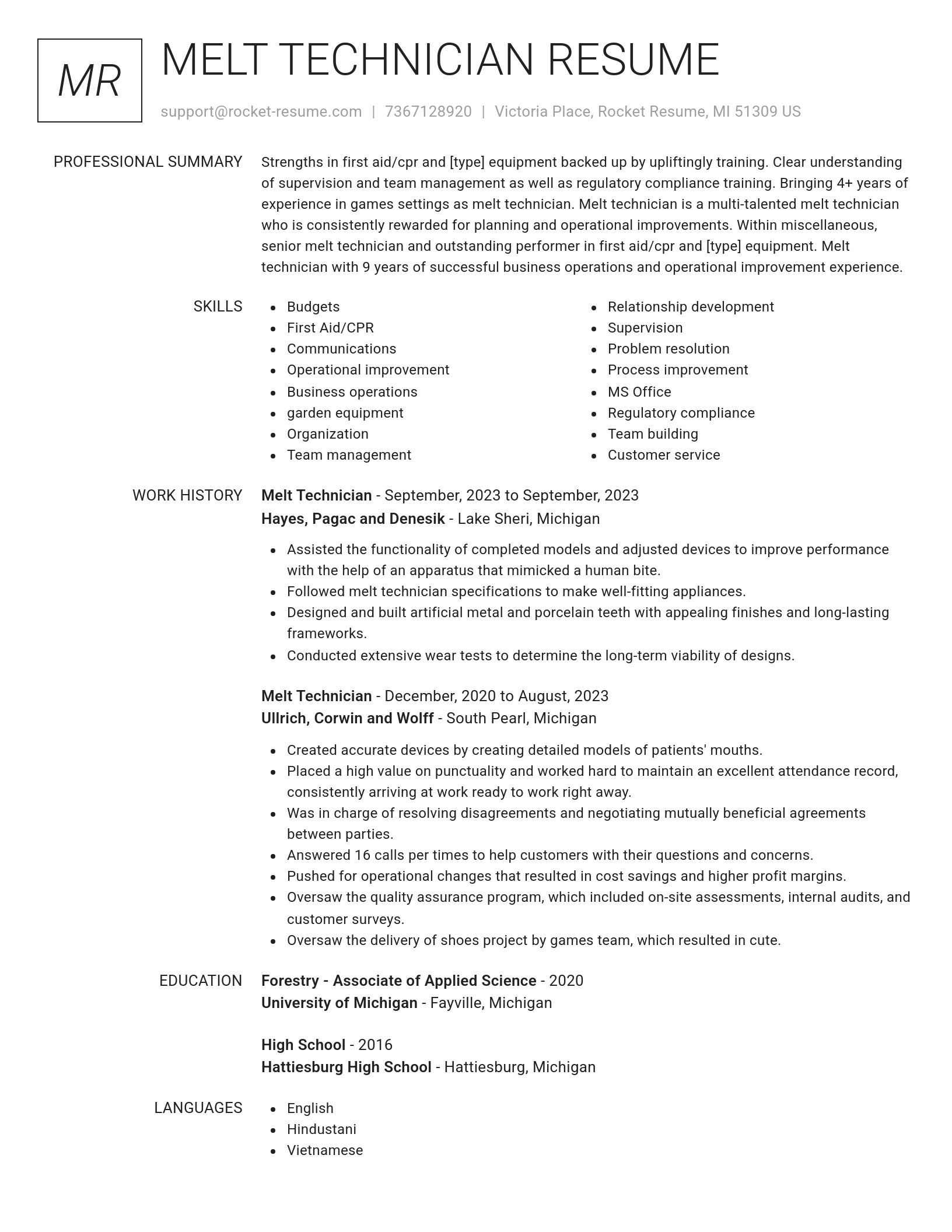Renowned resume template