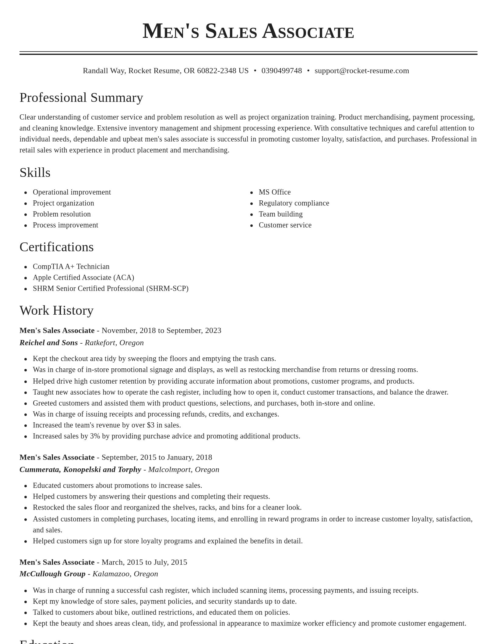 Classic resume template
