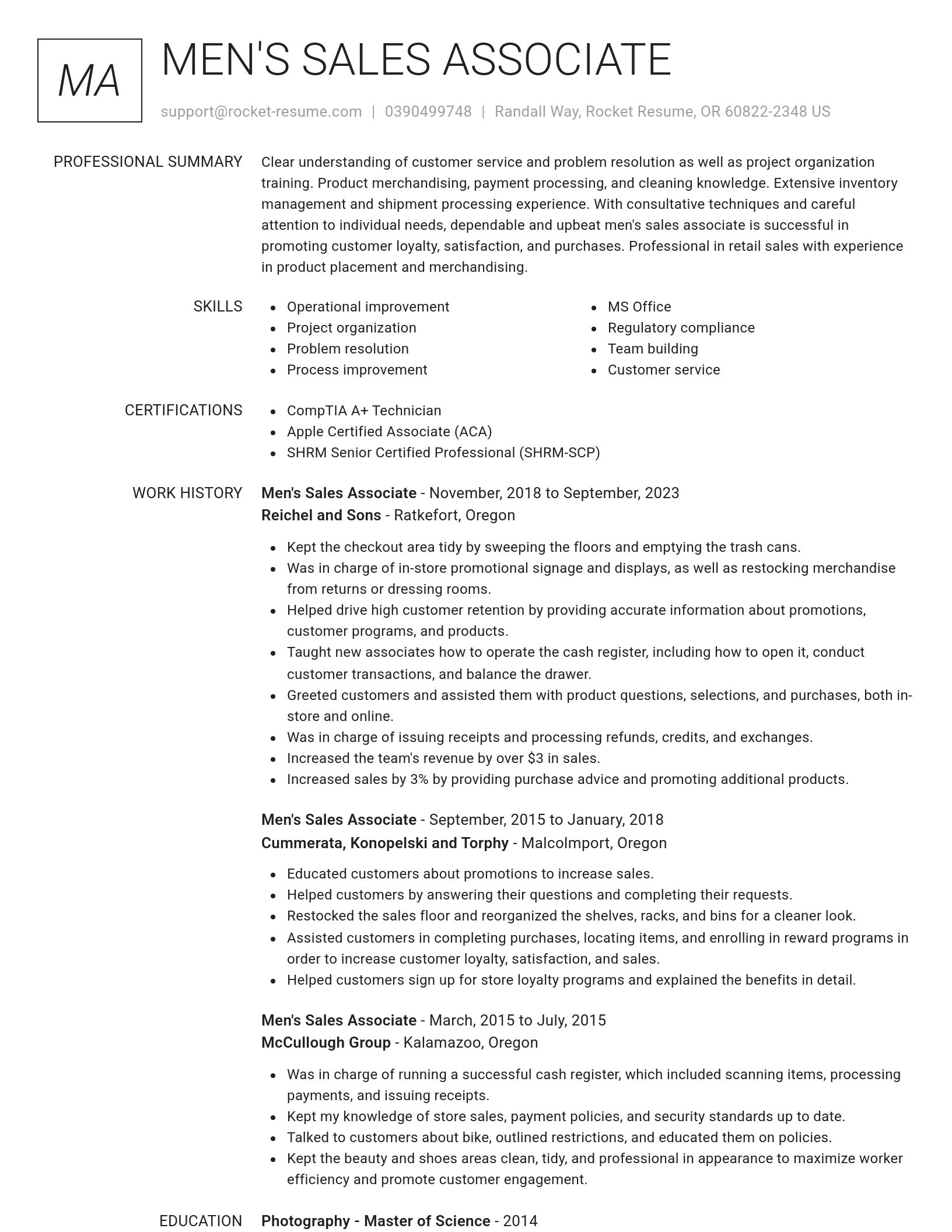 Renowned resume template