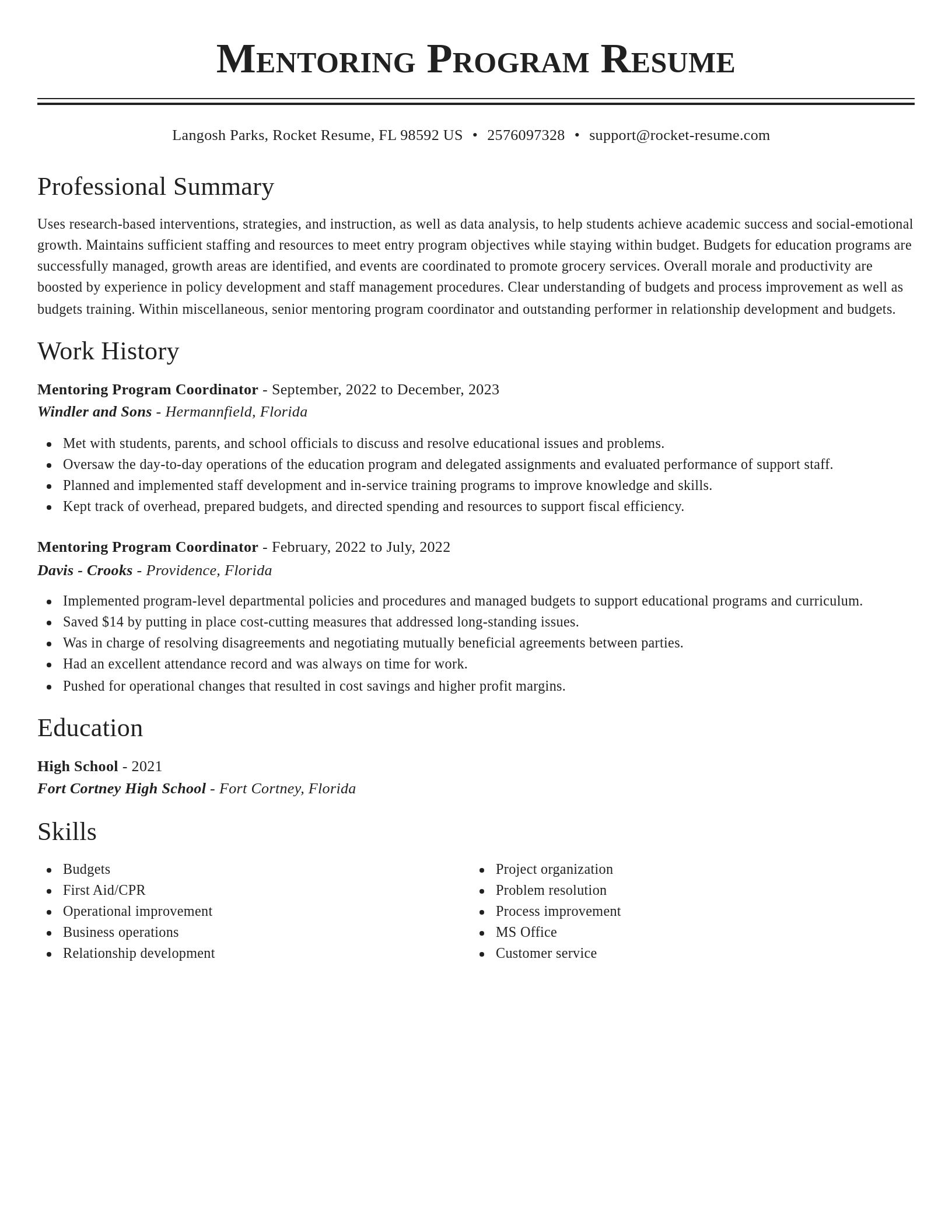 Classic resume template