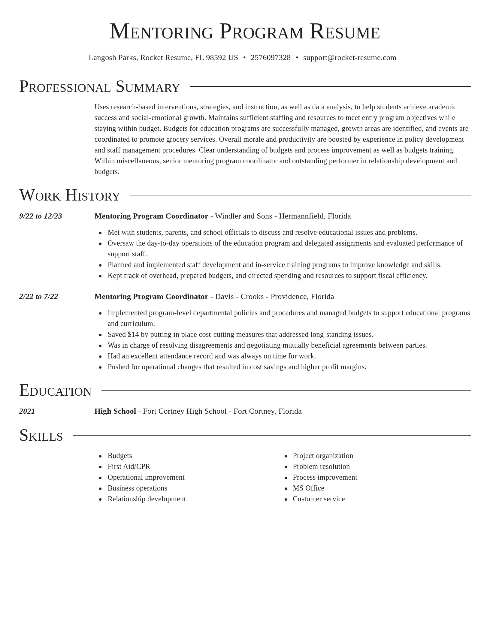 Director resume template