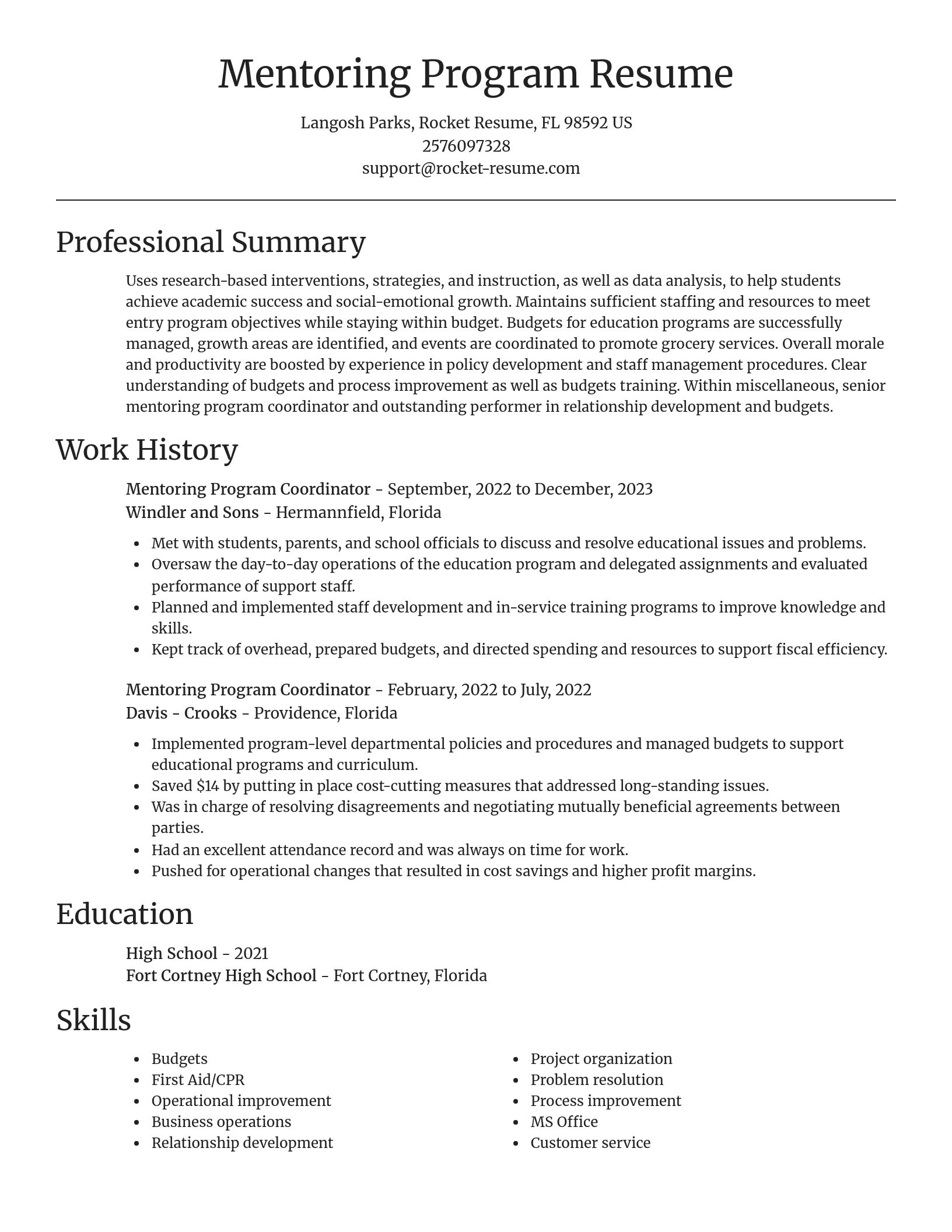 Focal Point resume template