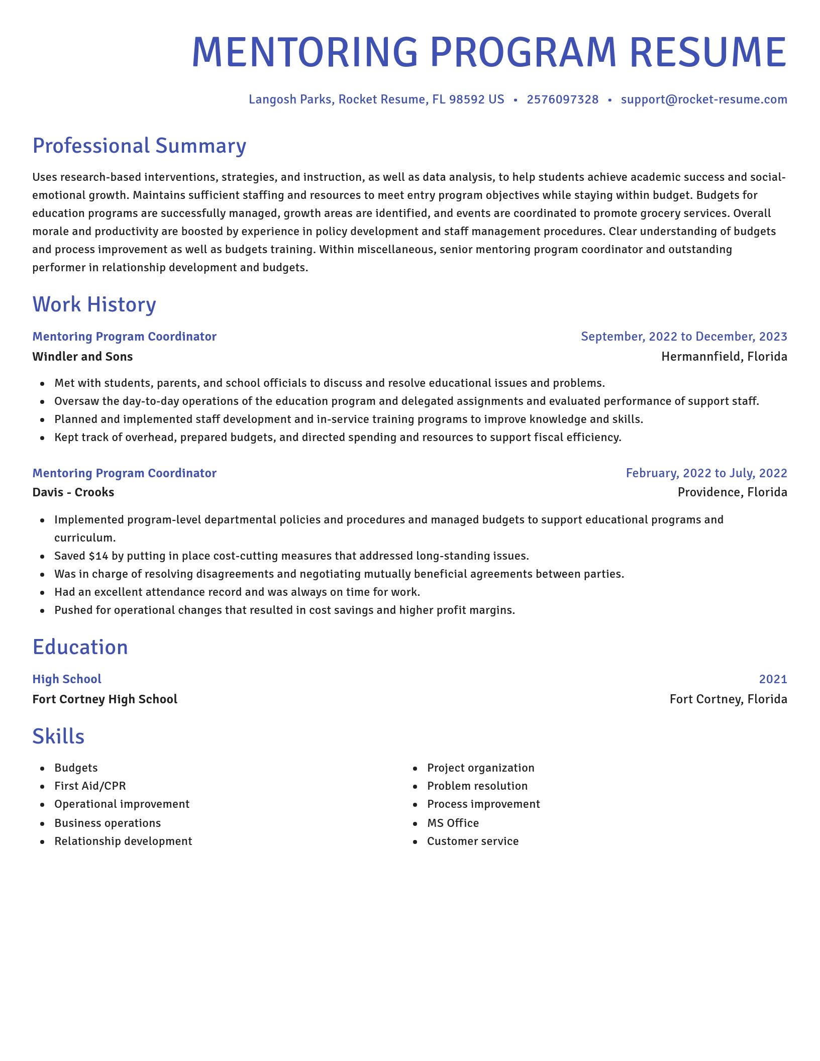 Novel resume template