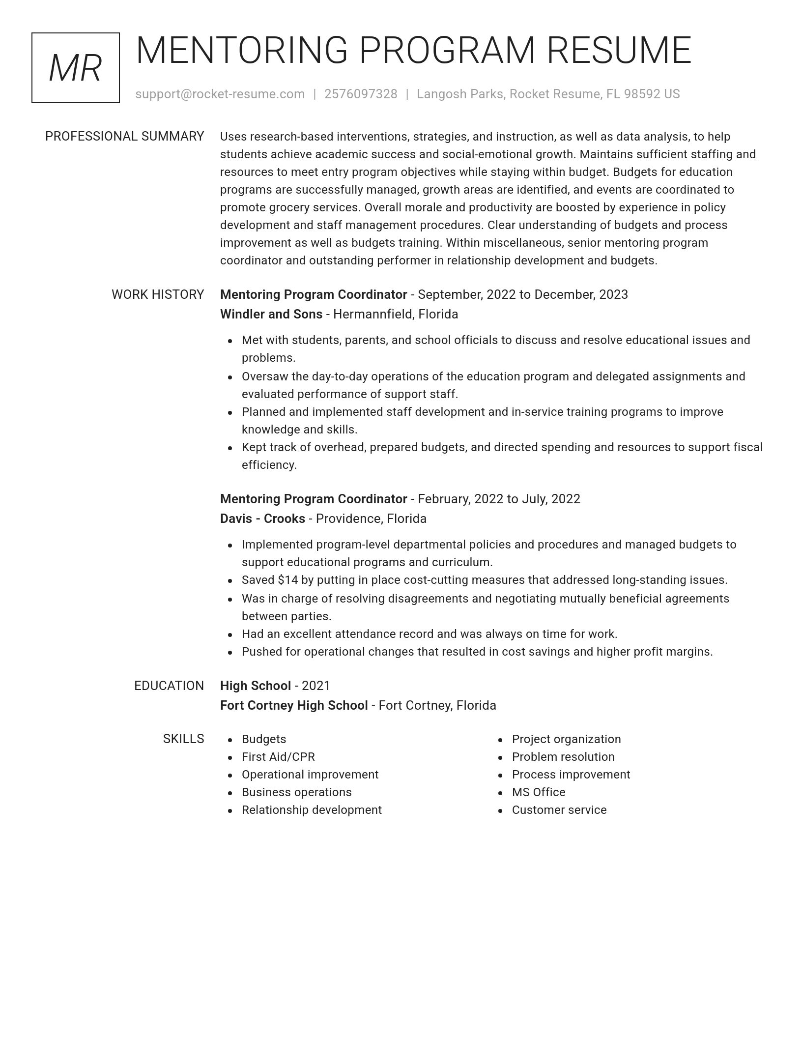 Renowned resume template