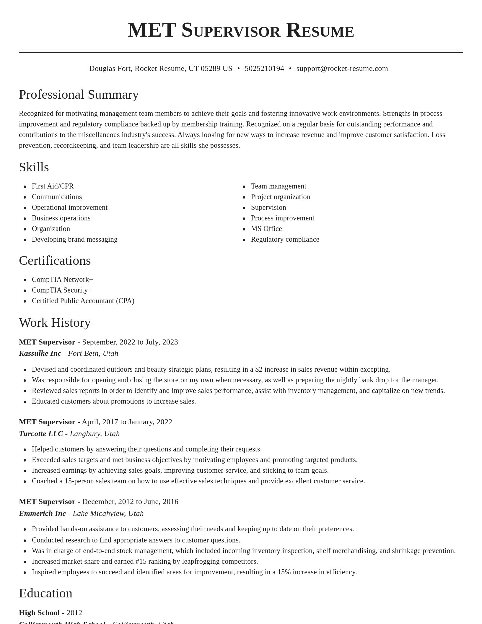 Classic resume template