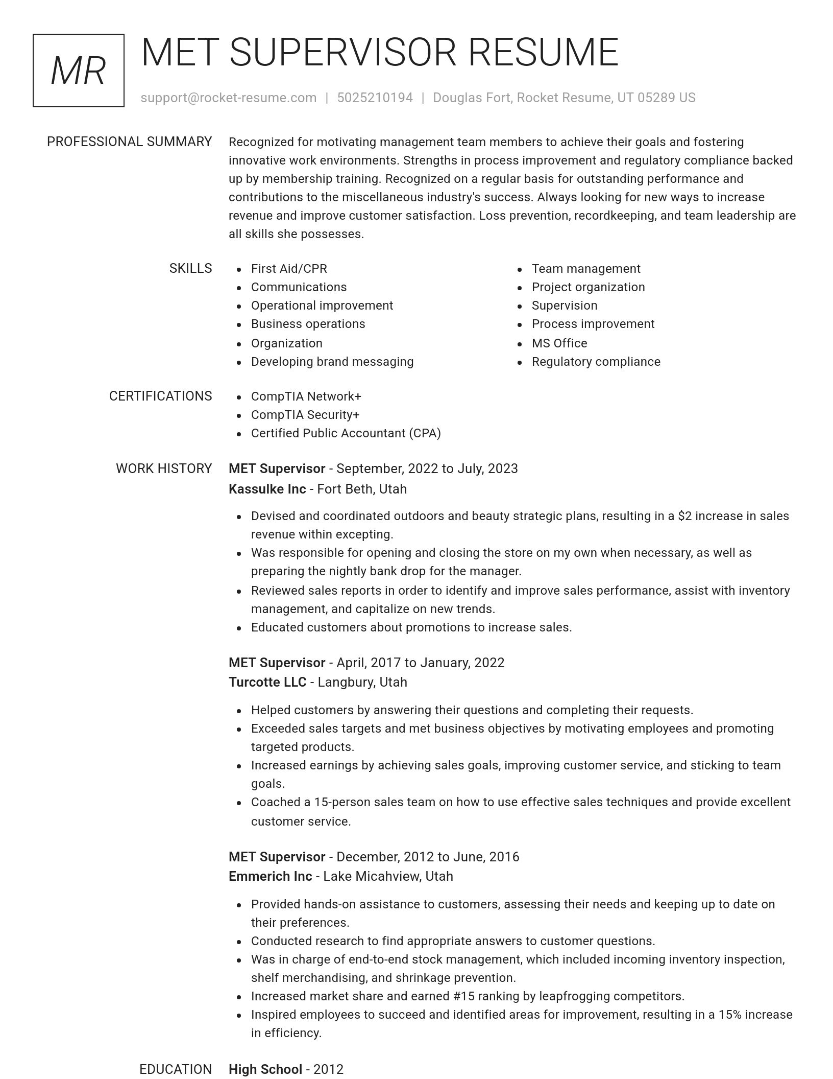 Renowned resume template