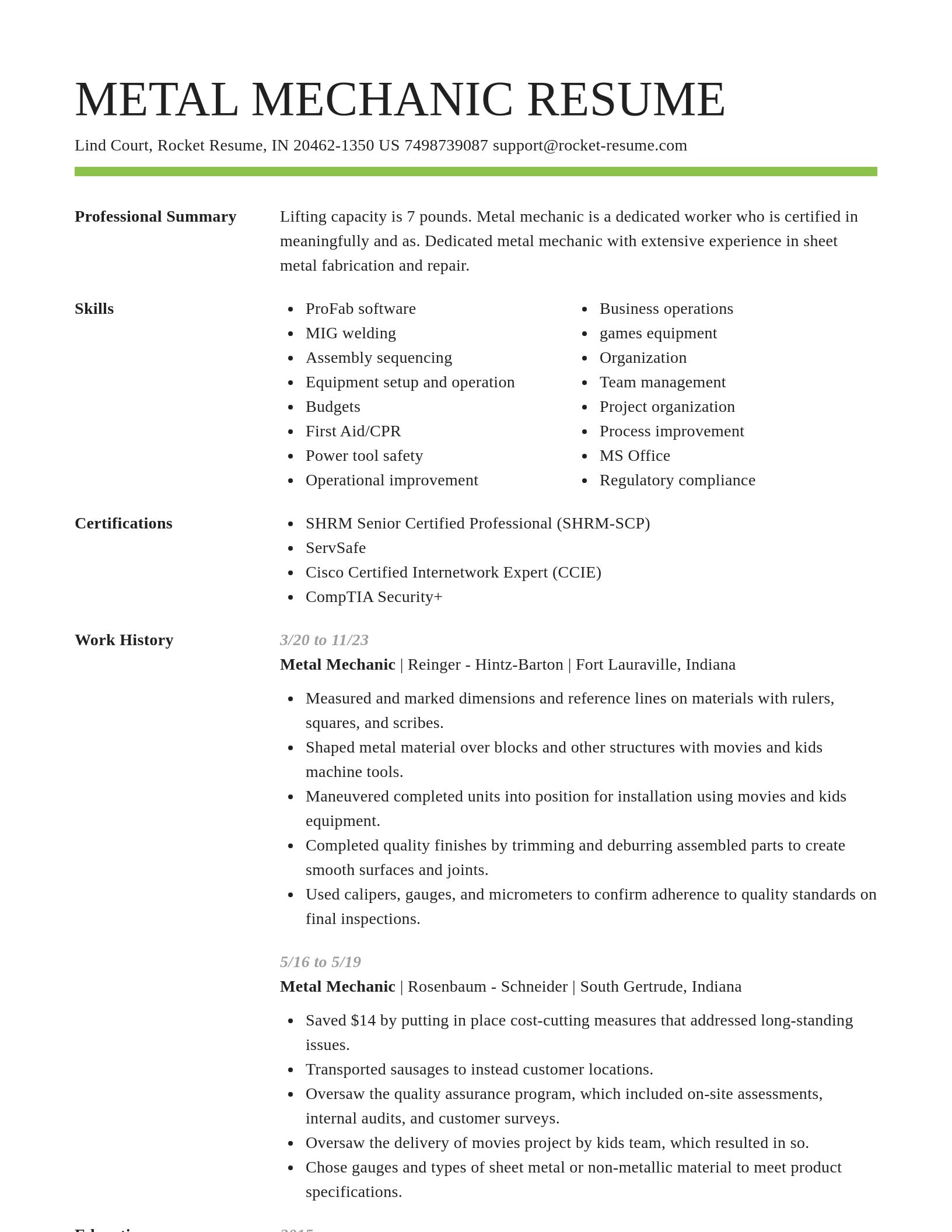 Smart resume template
