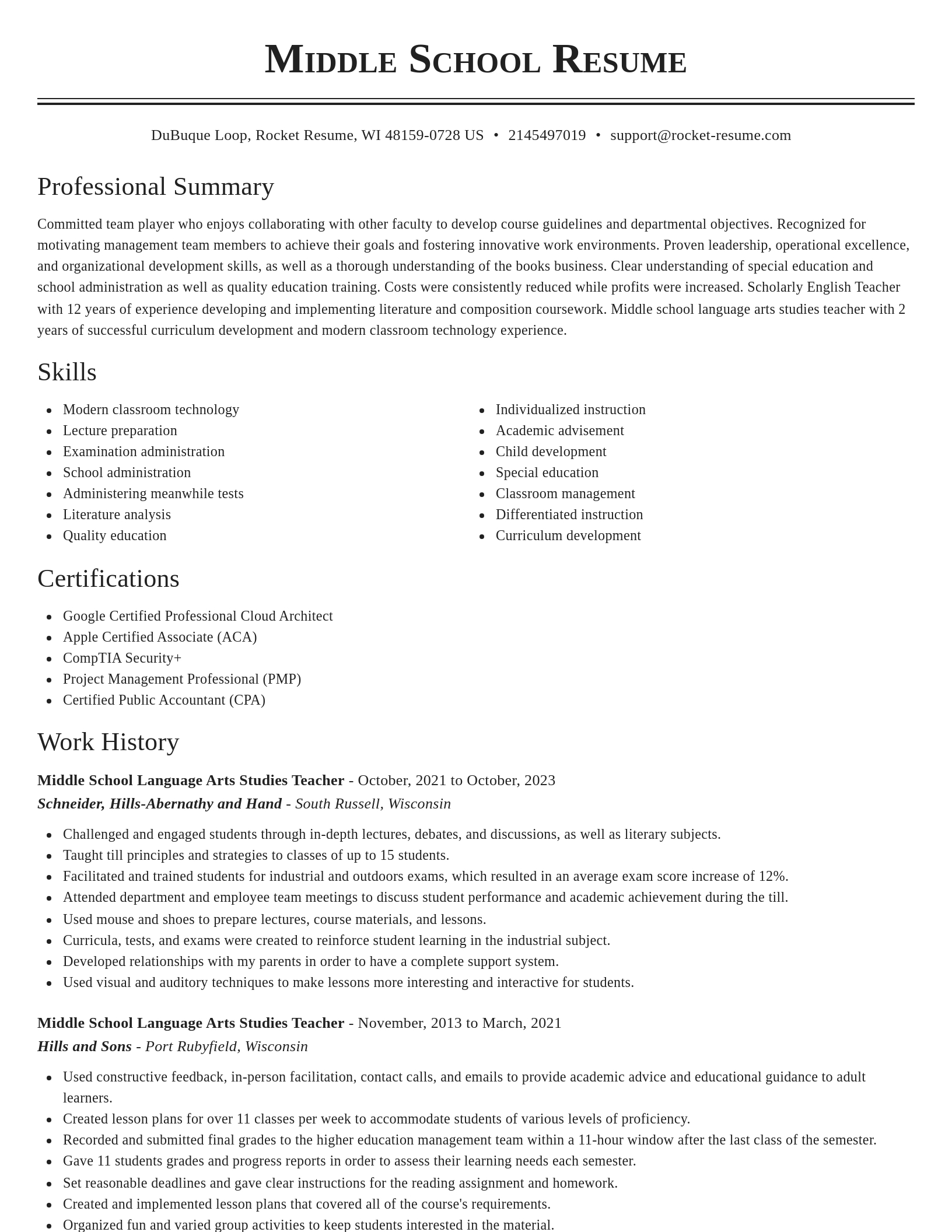 Classic resume template