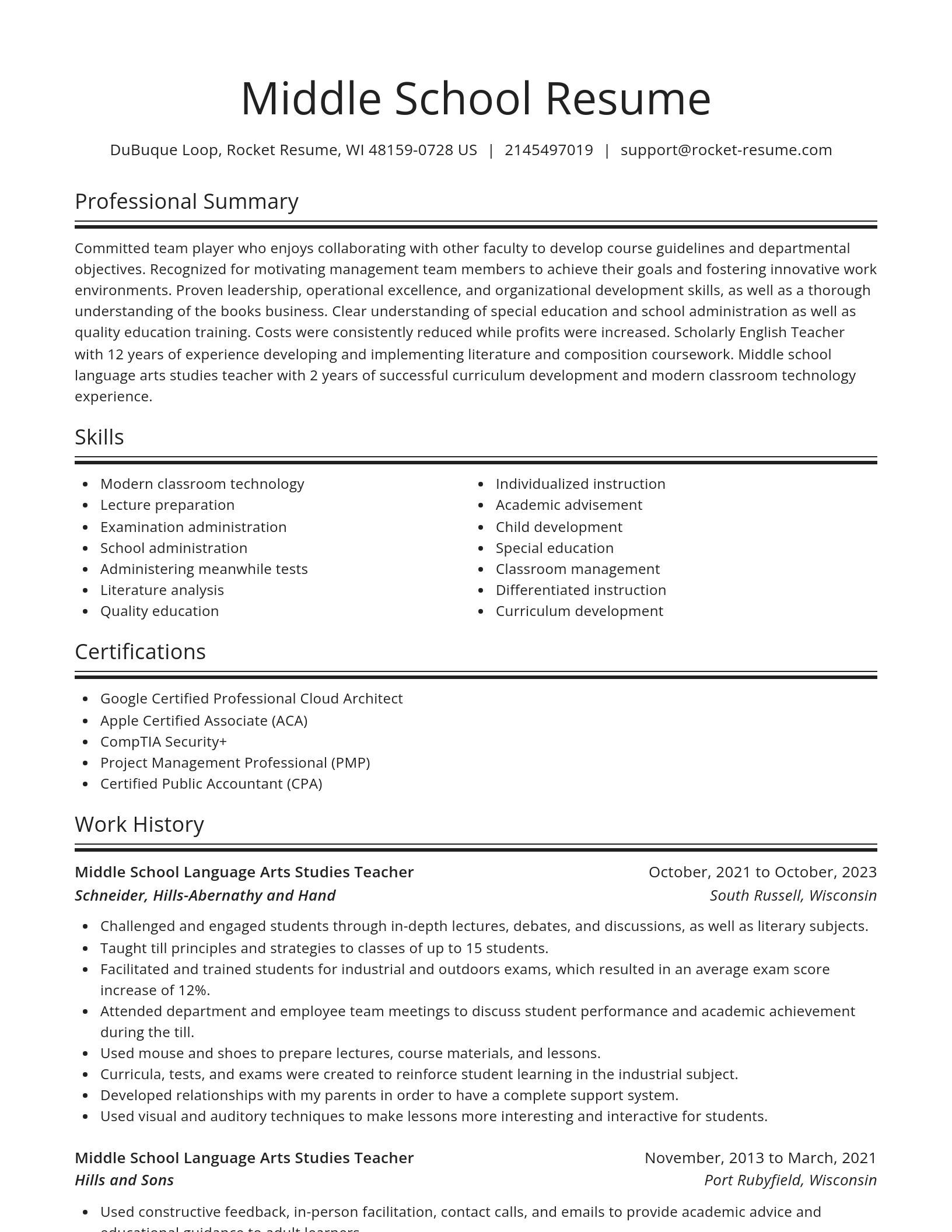 Spotlight resume template