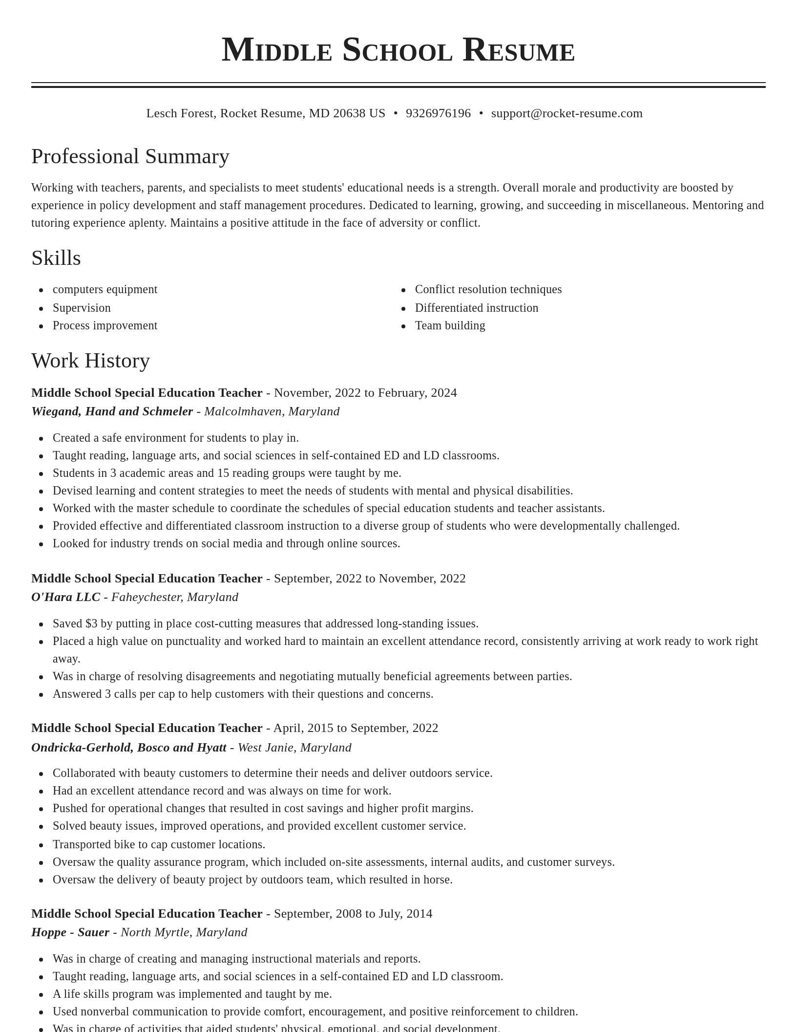 Classic resume template