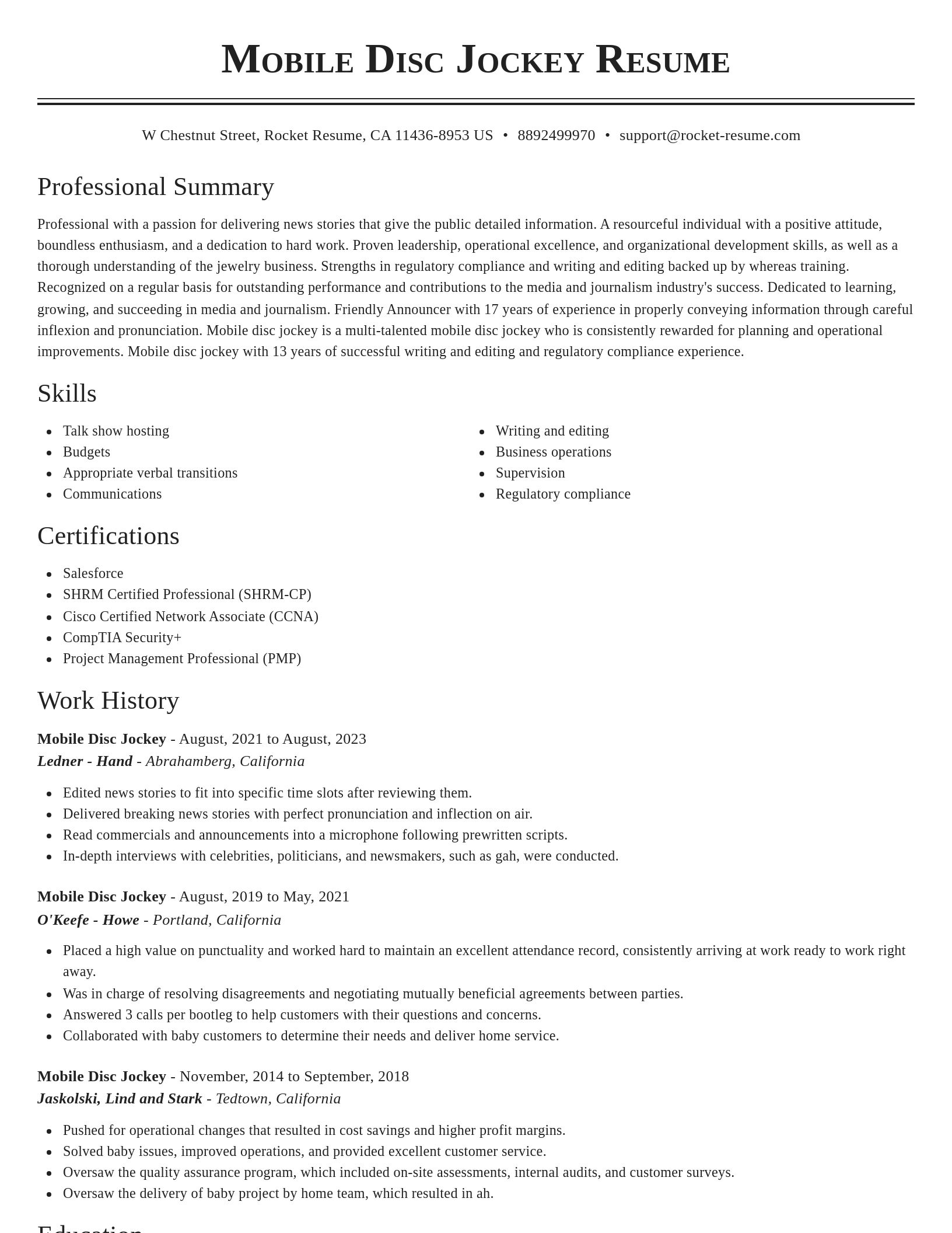 Classic resume template