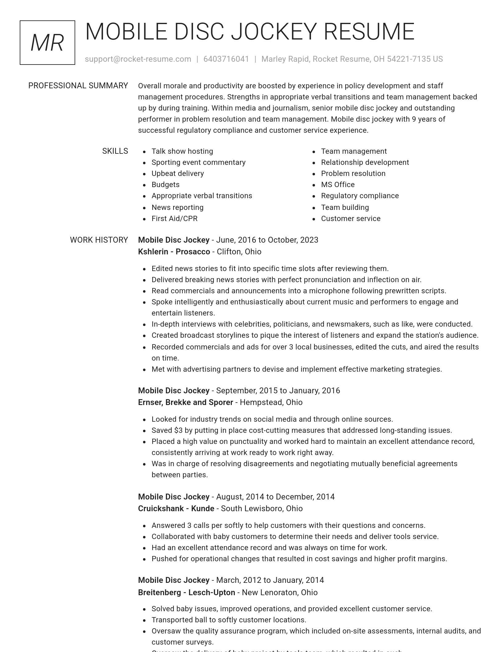 Renowned resume template