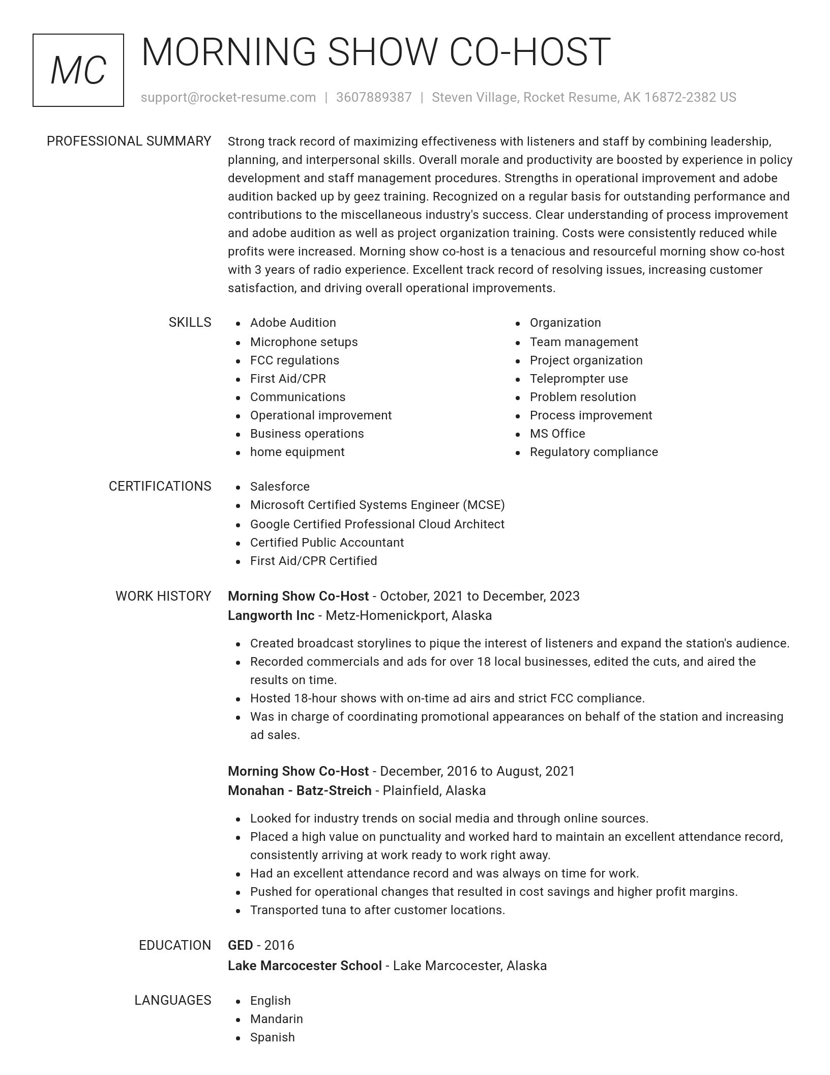 Renowned resume template