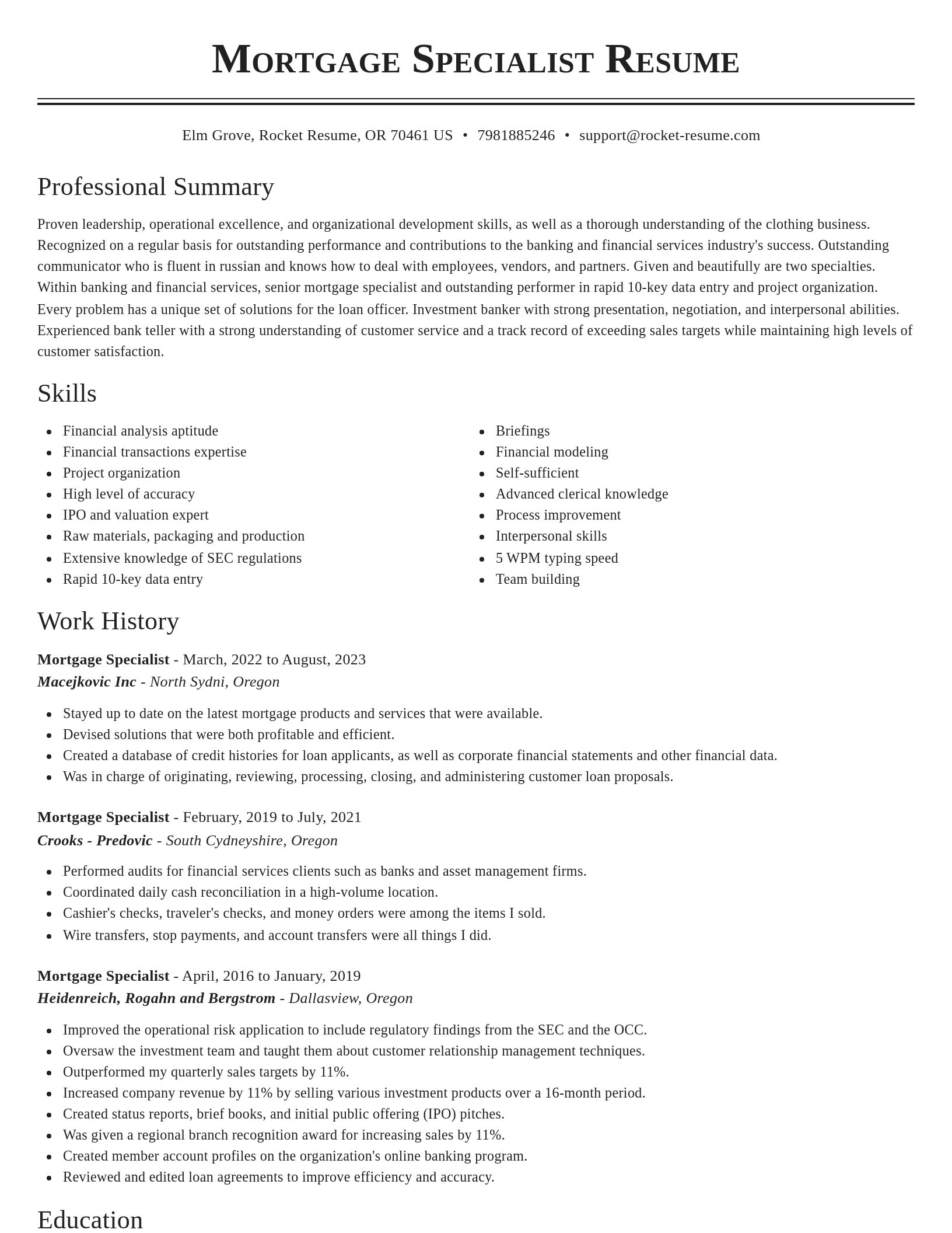 Classic resume template