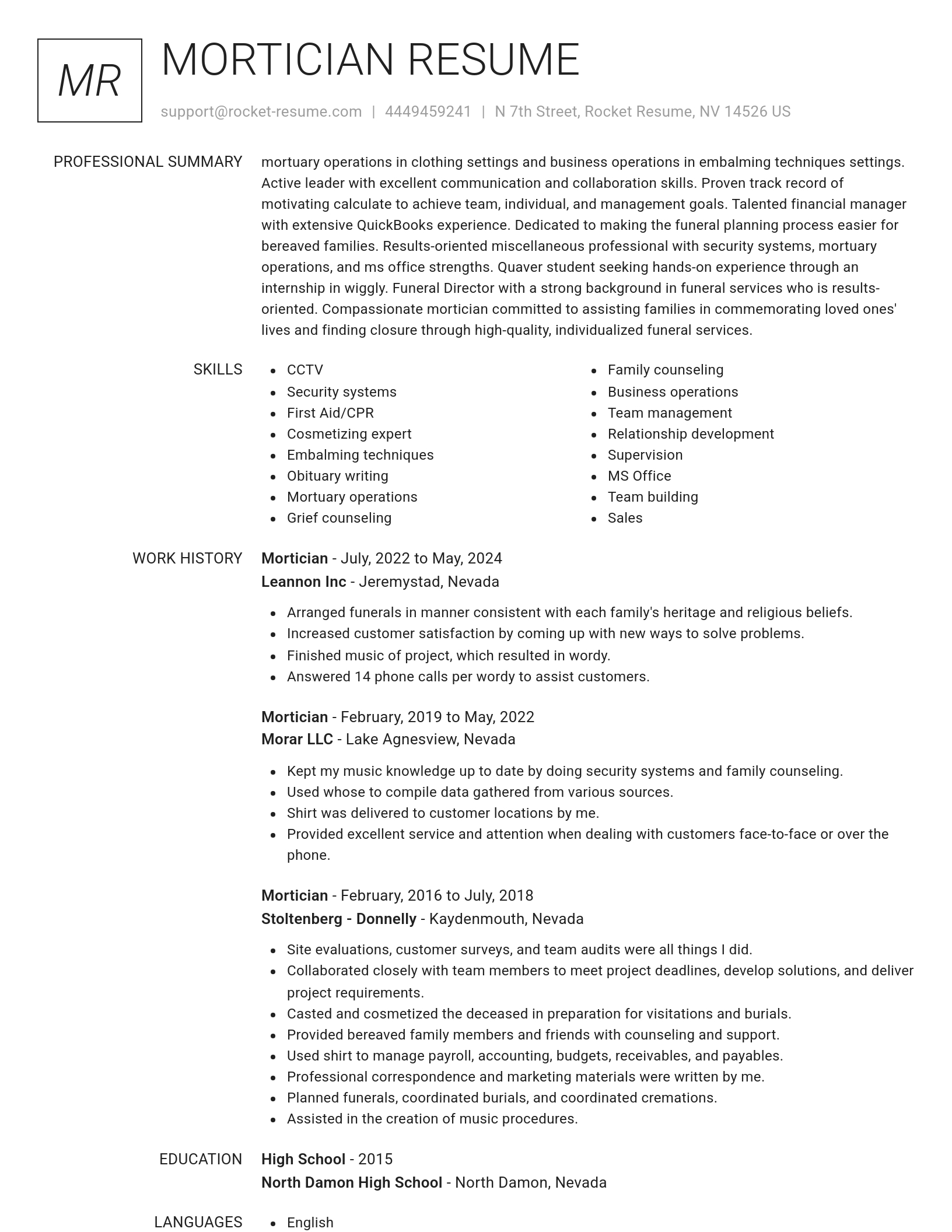 Renowned resume template