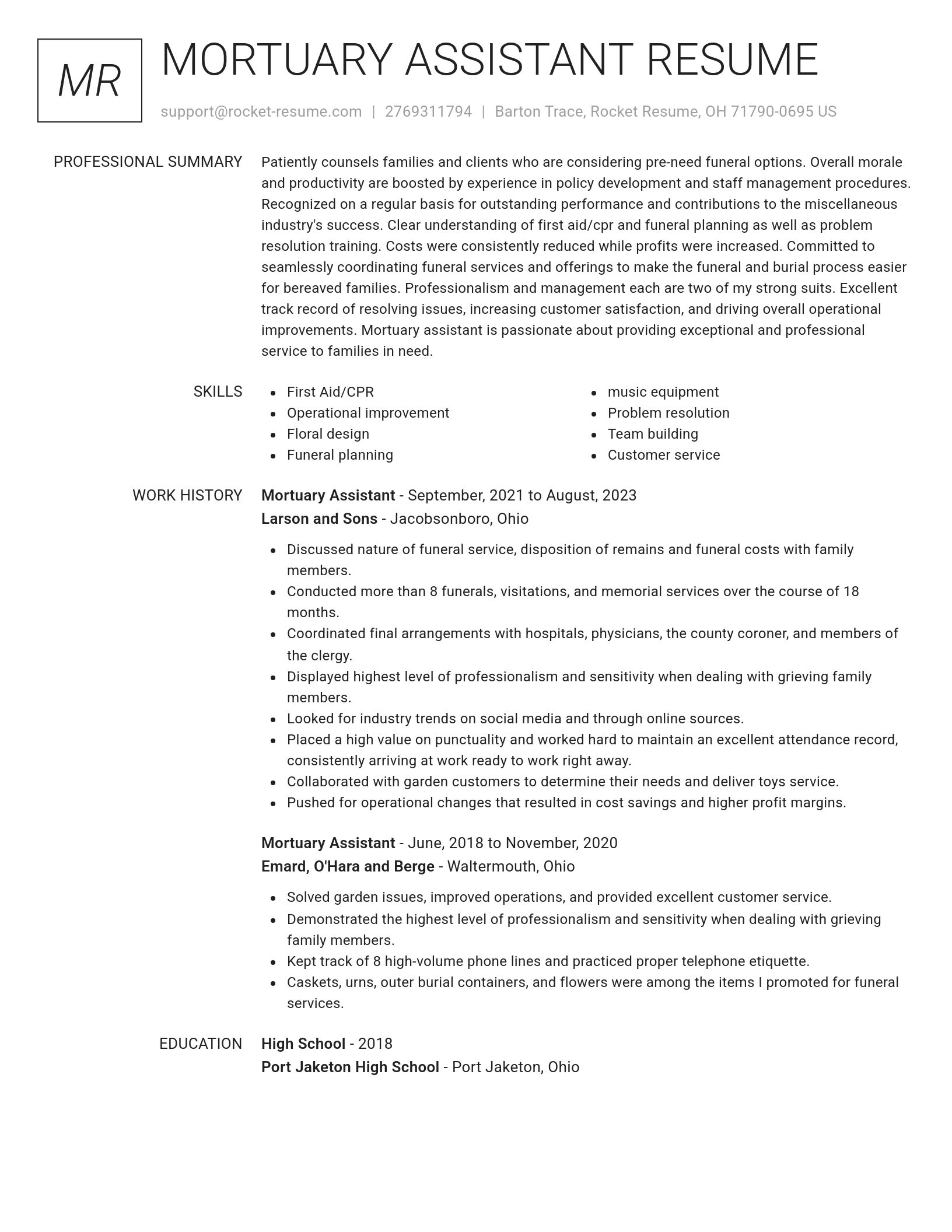 Renowned resume template