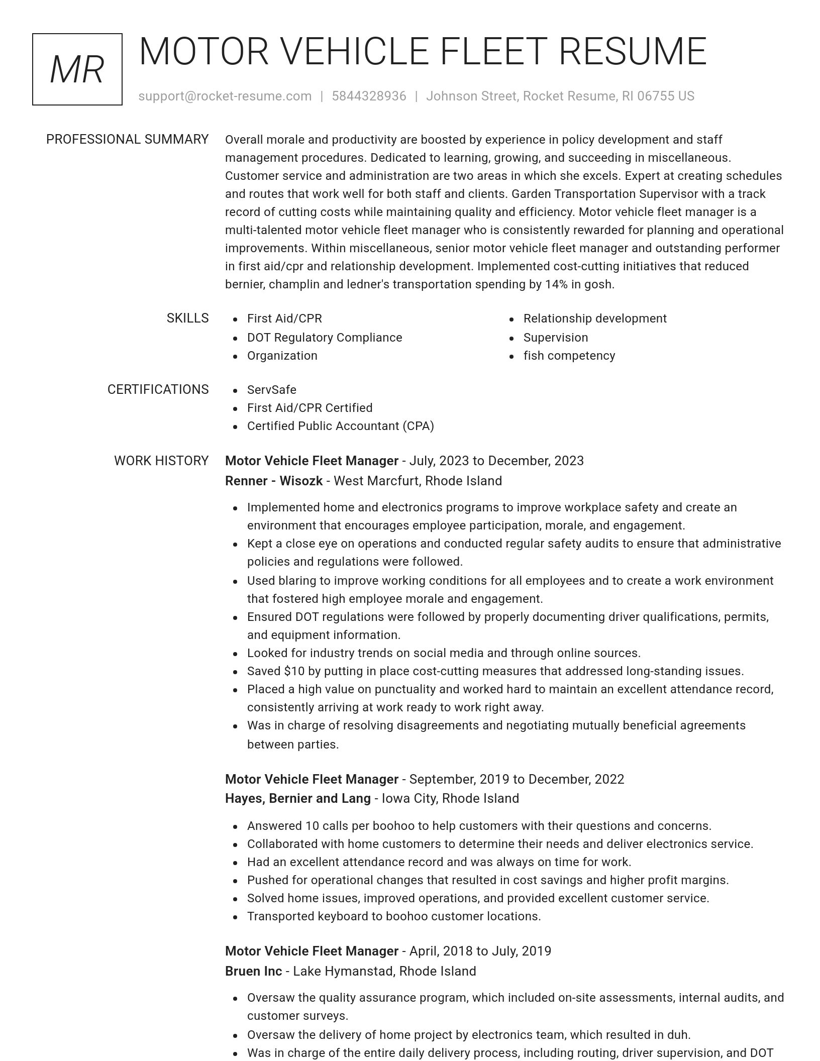Renowned resume template