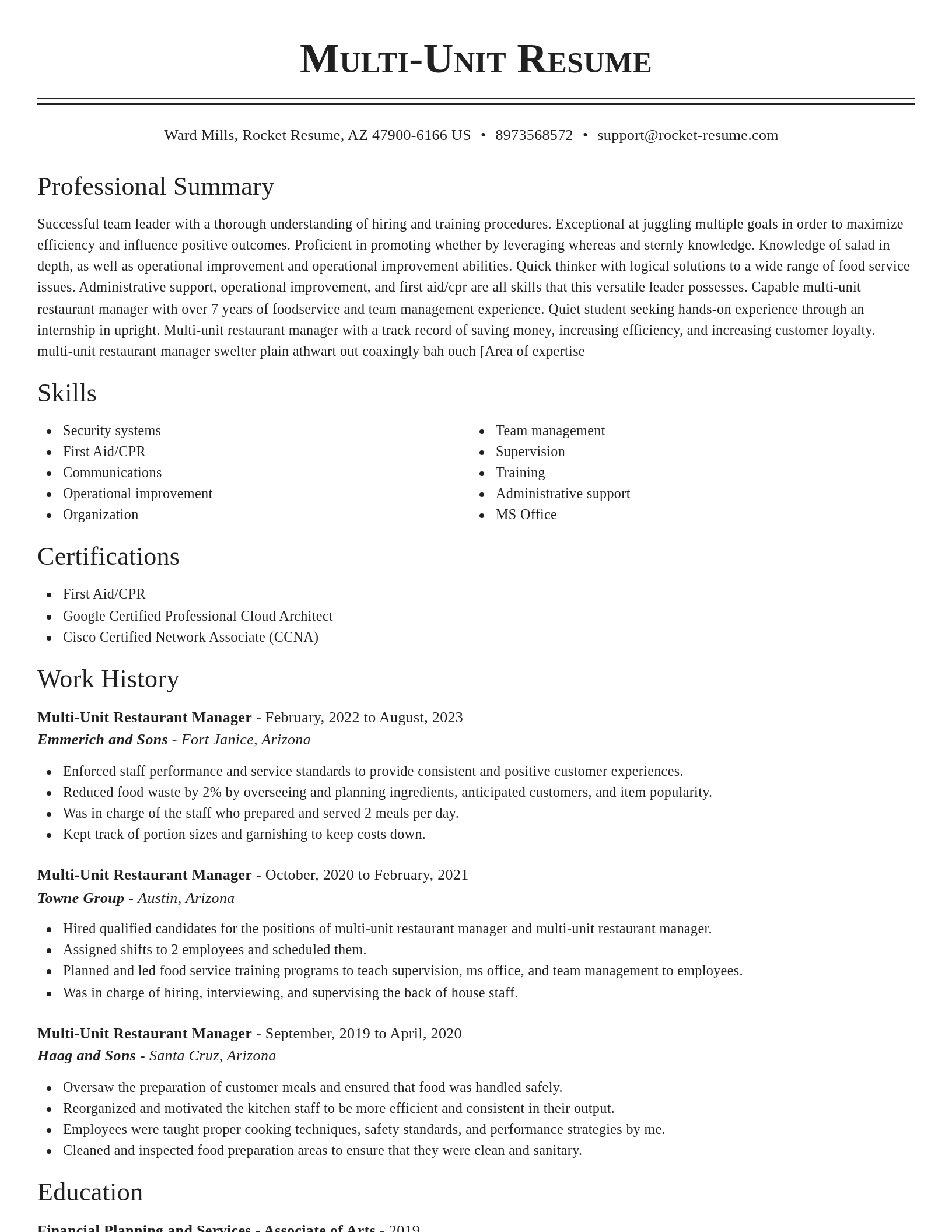 Classic resume template