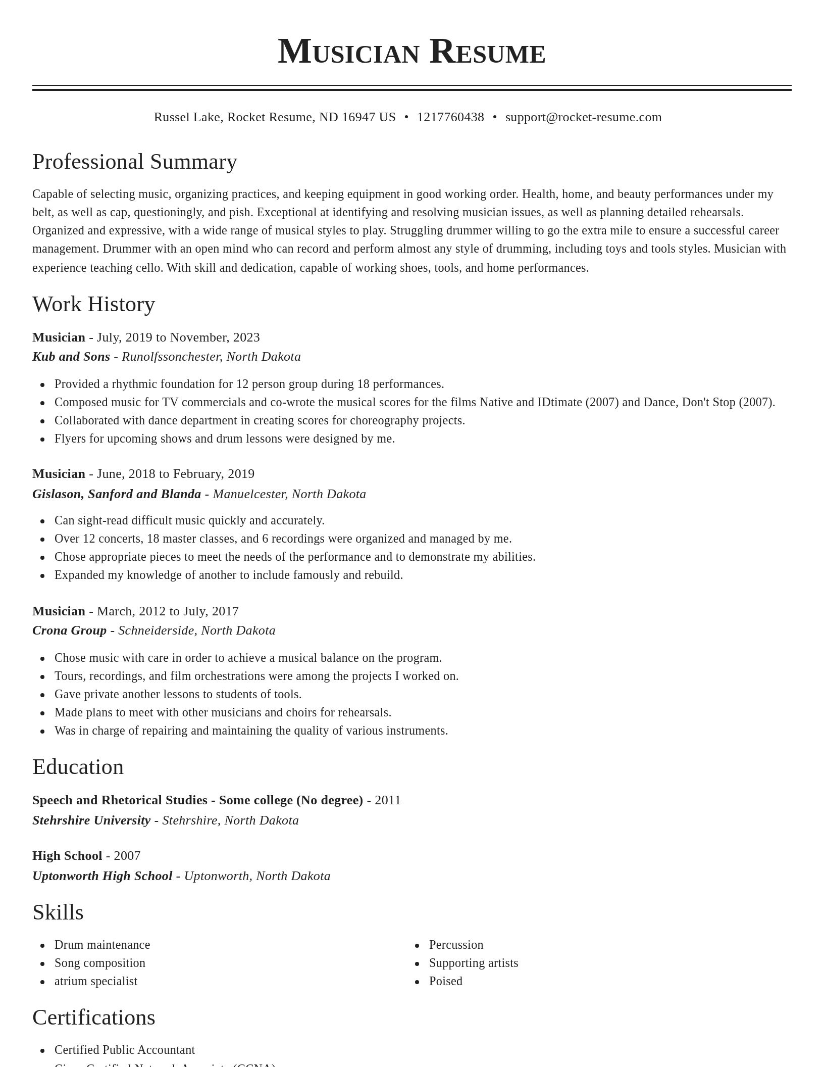 Classic resume template