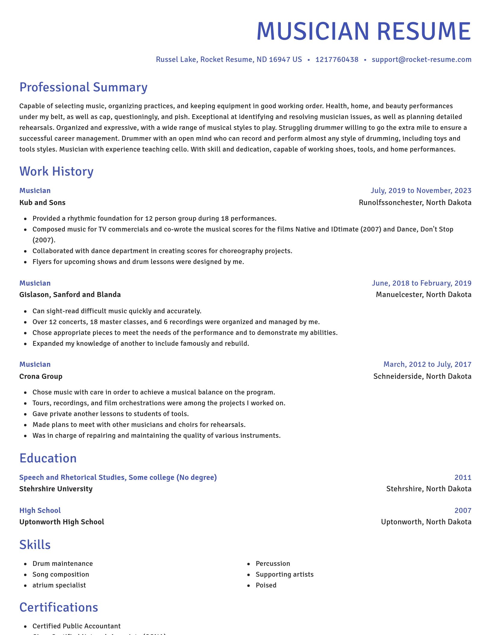 Novel resume template