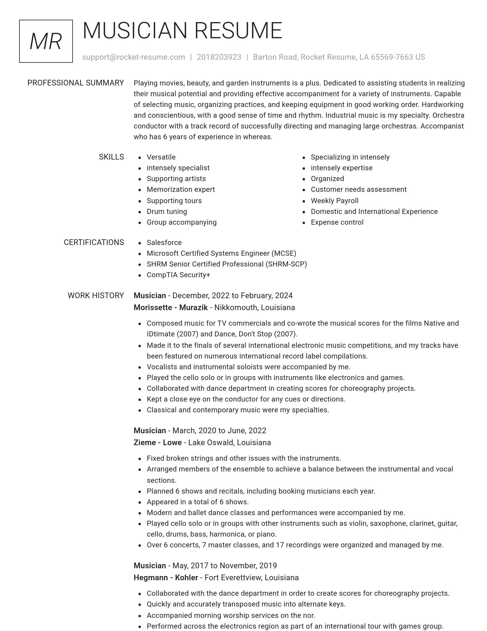 Renowned resume template