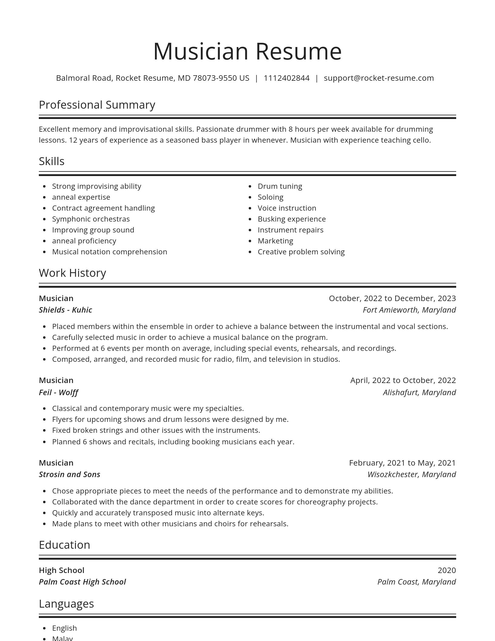 Spotlight resume template