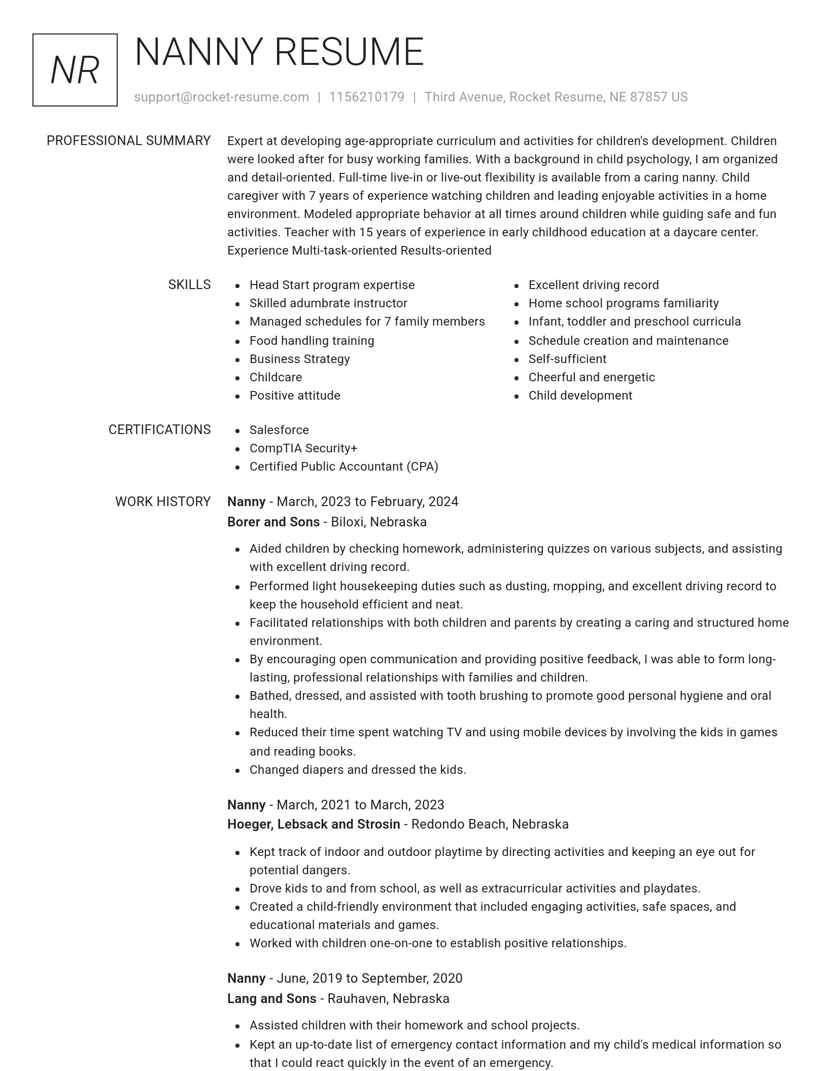 Renowned resume template