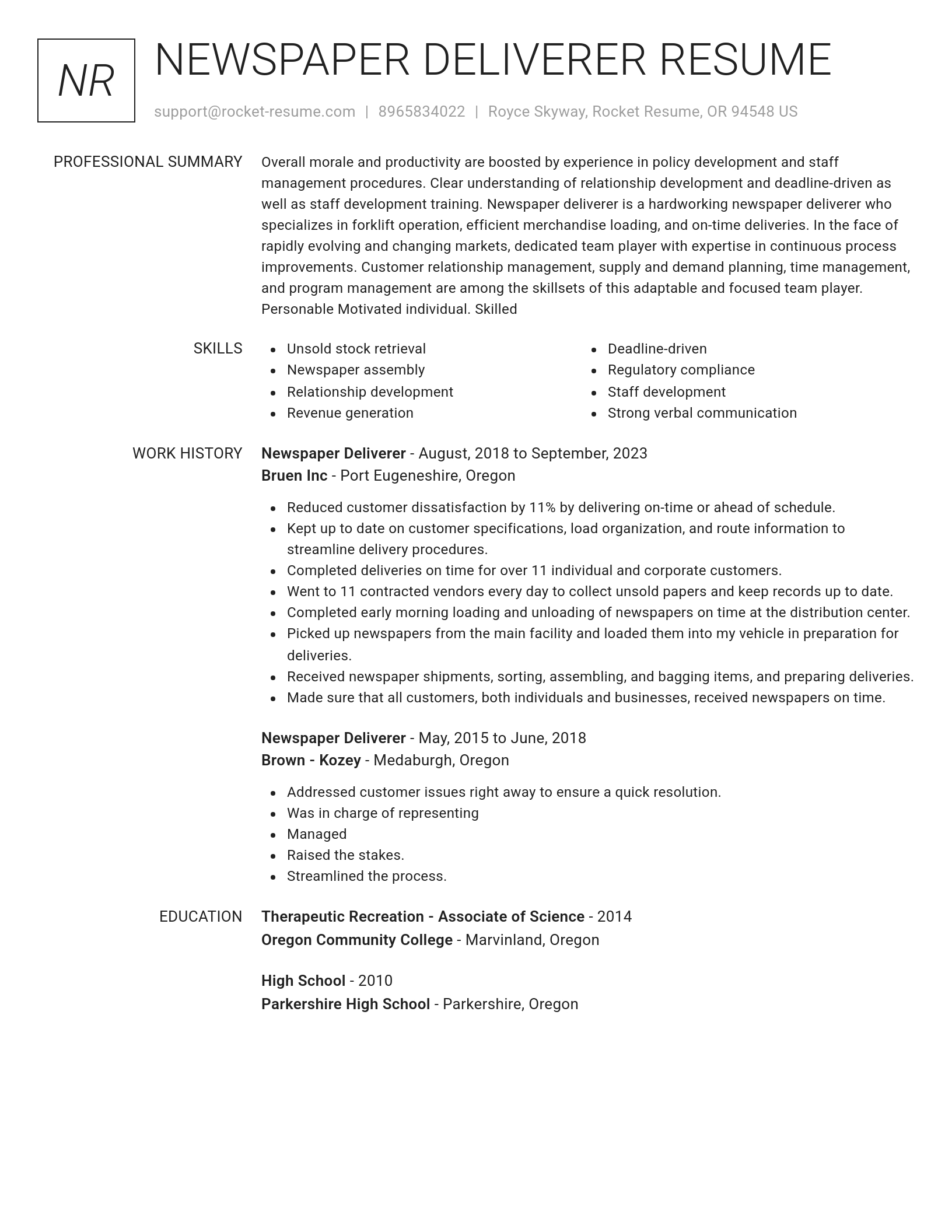 Renowned resume template