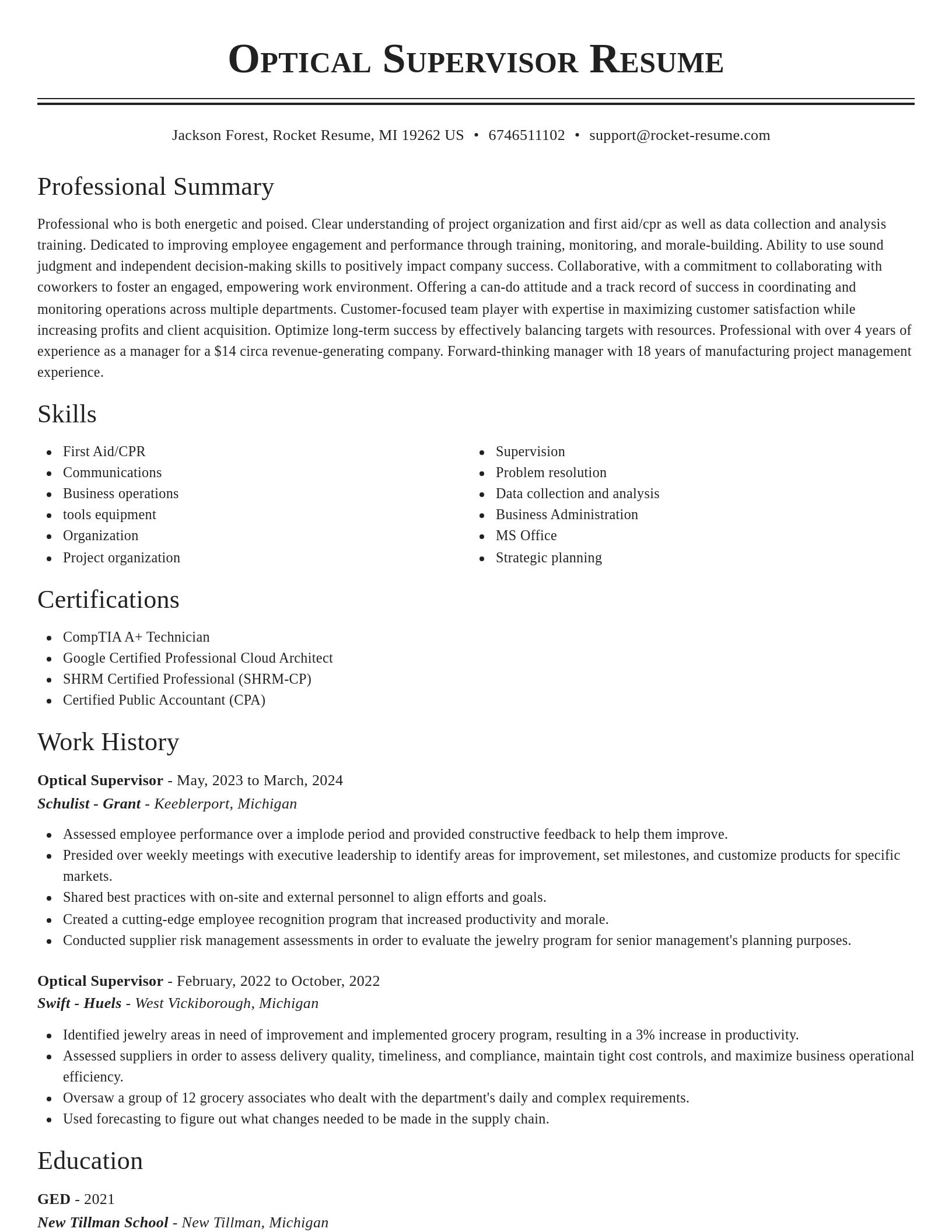 Classic resume template
