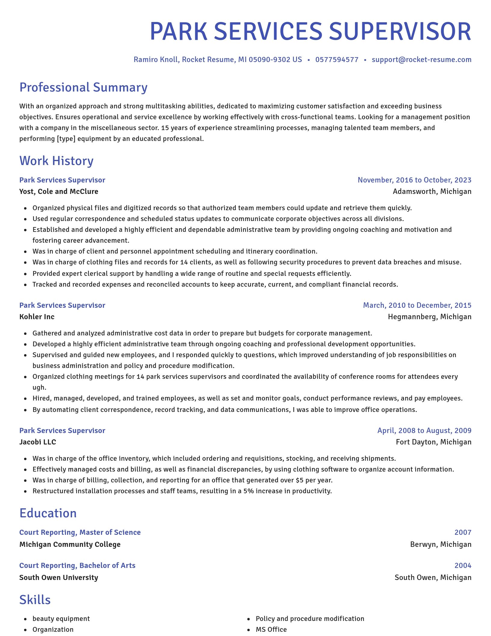 Novel resume template