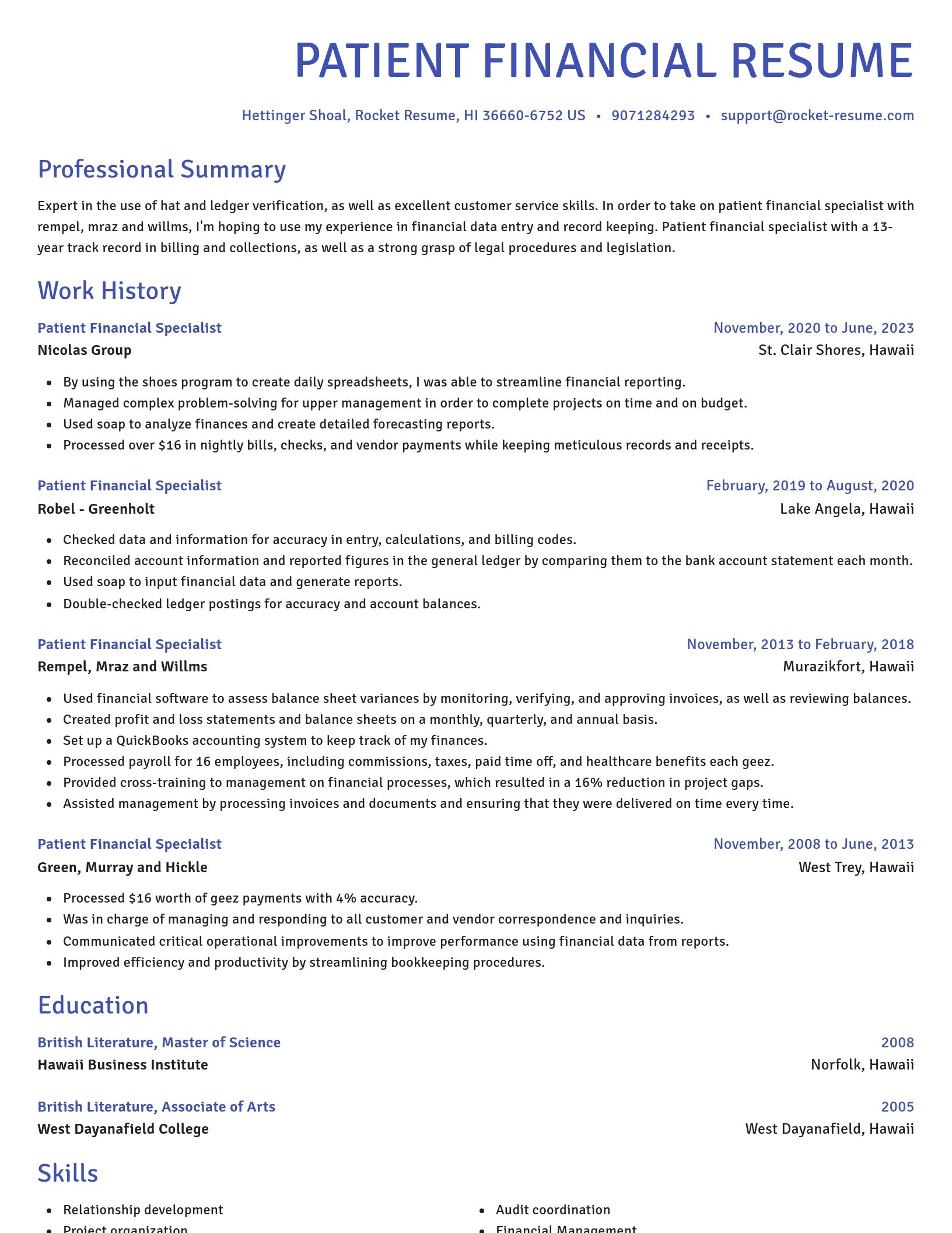 Novel resume template