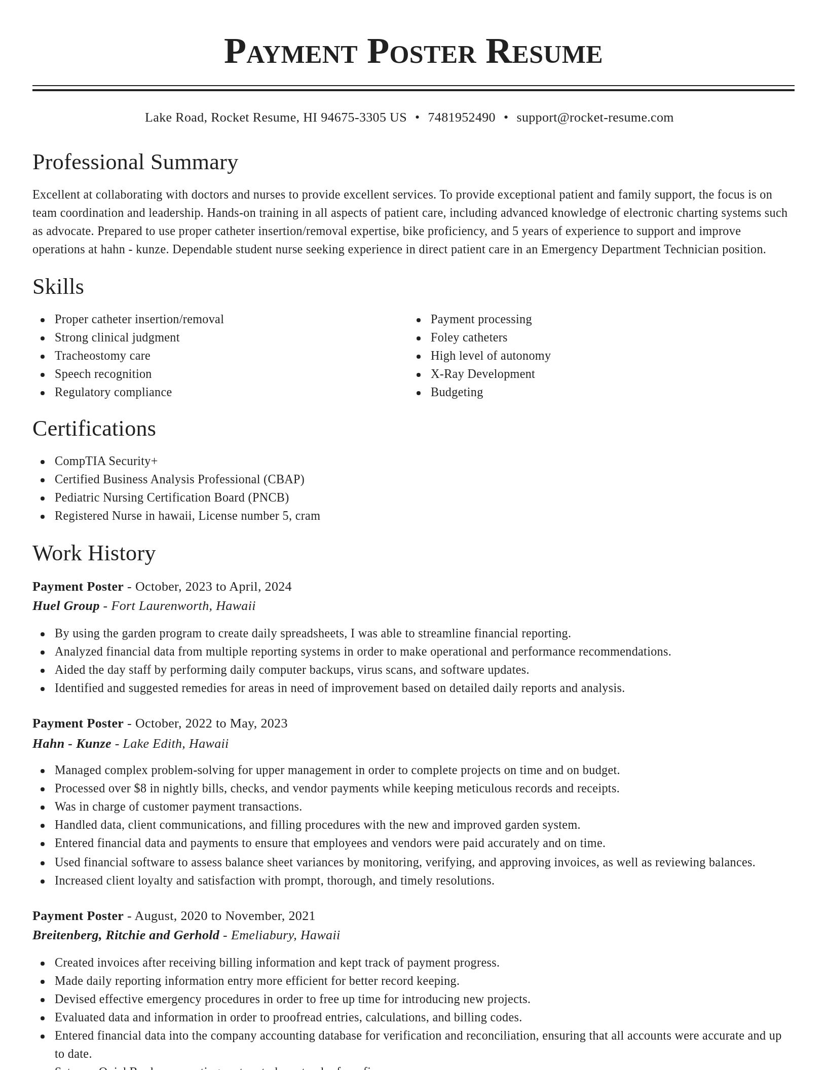 Classic resume template
