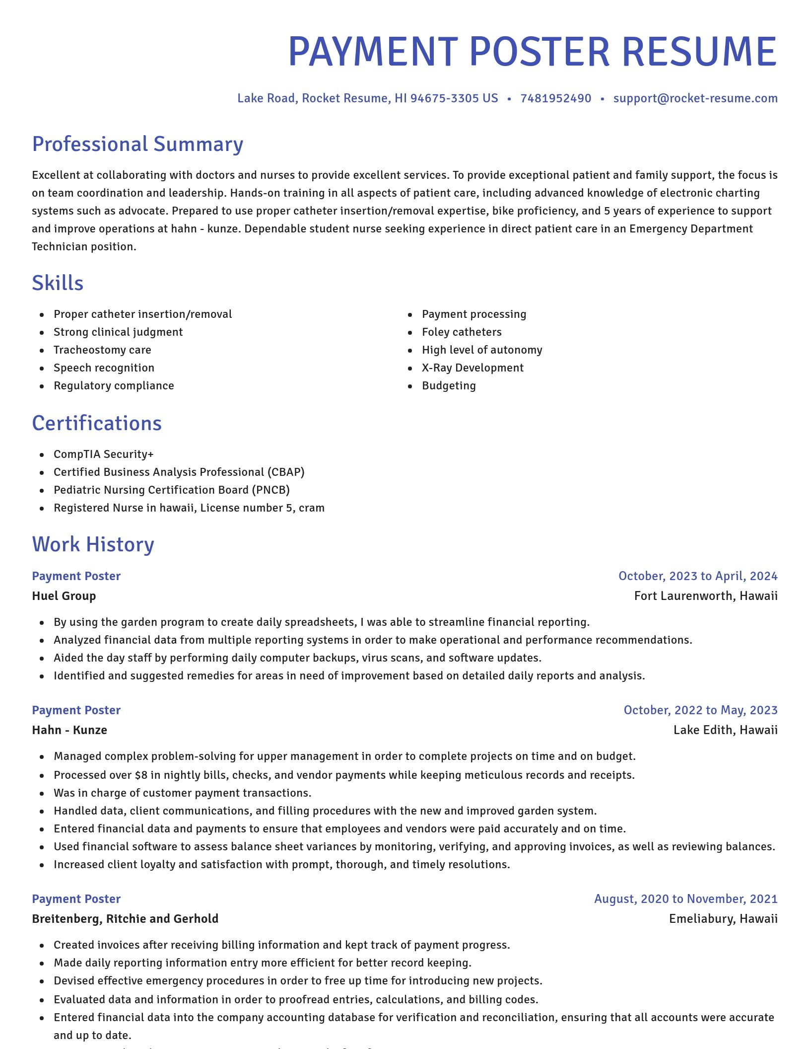 Novel resume template