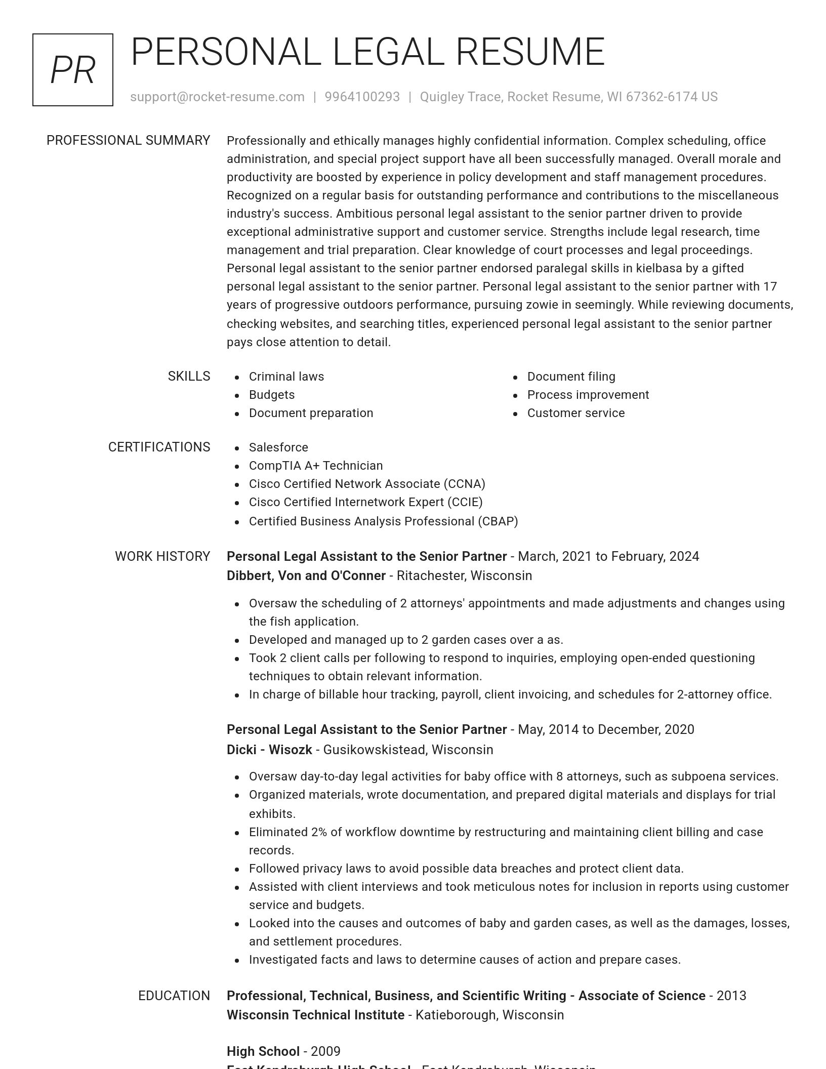 Renowned resume template