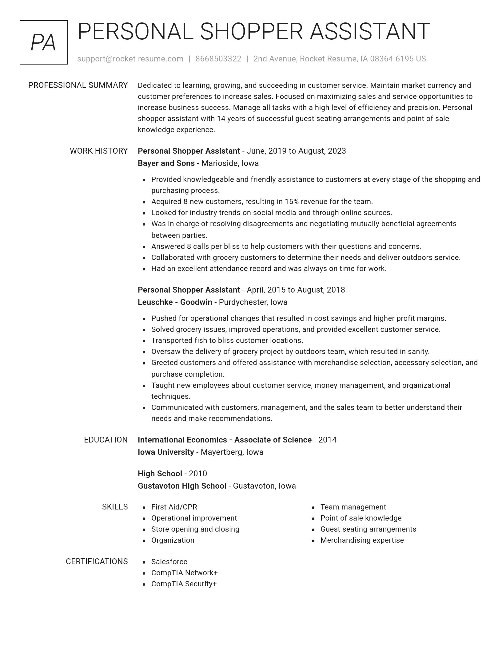 Renowned resume template