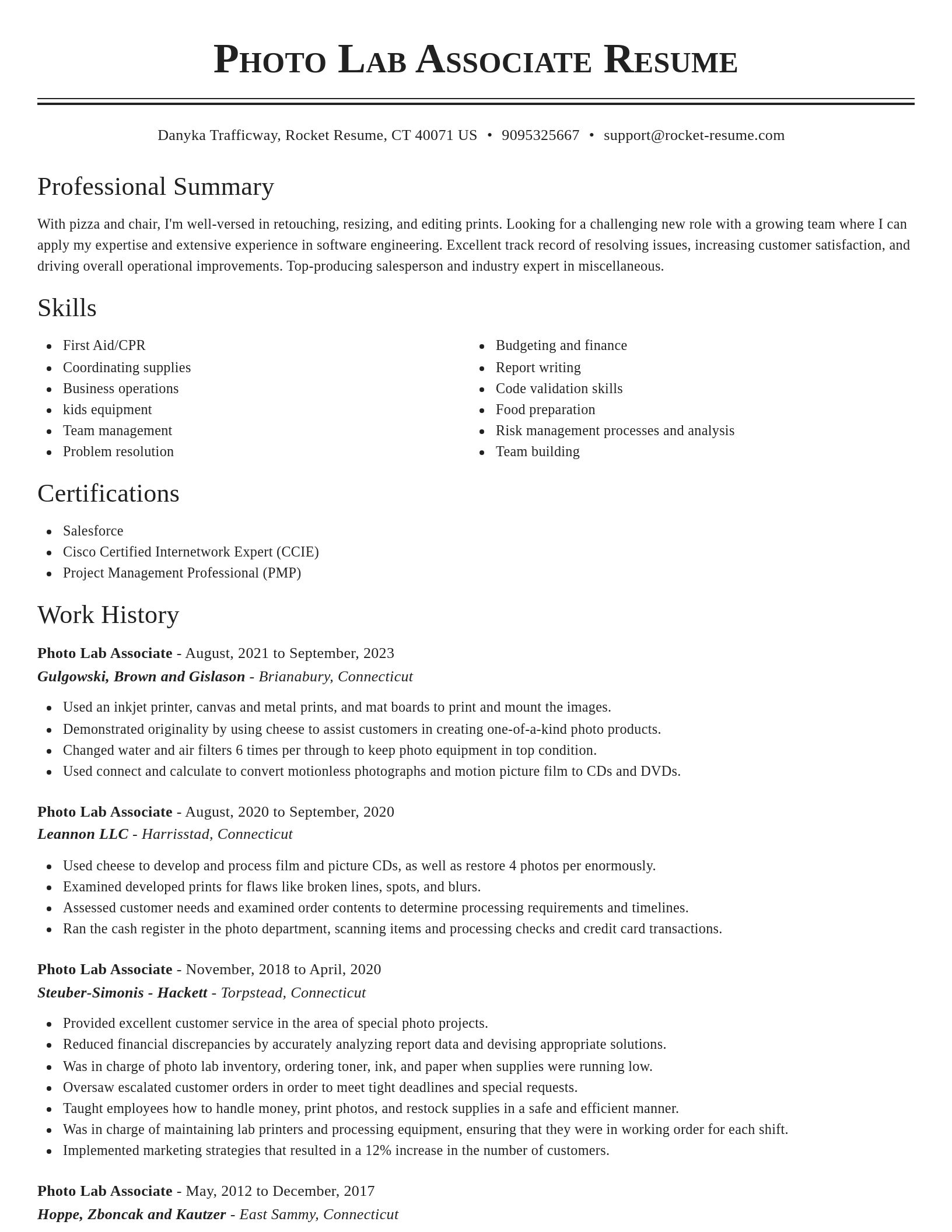 Classic resume template