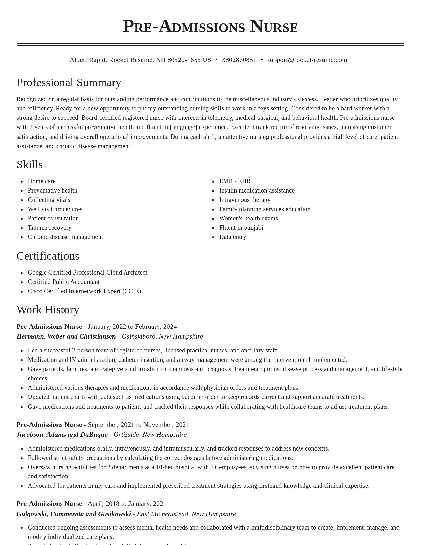 Classic resume template