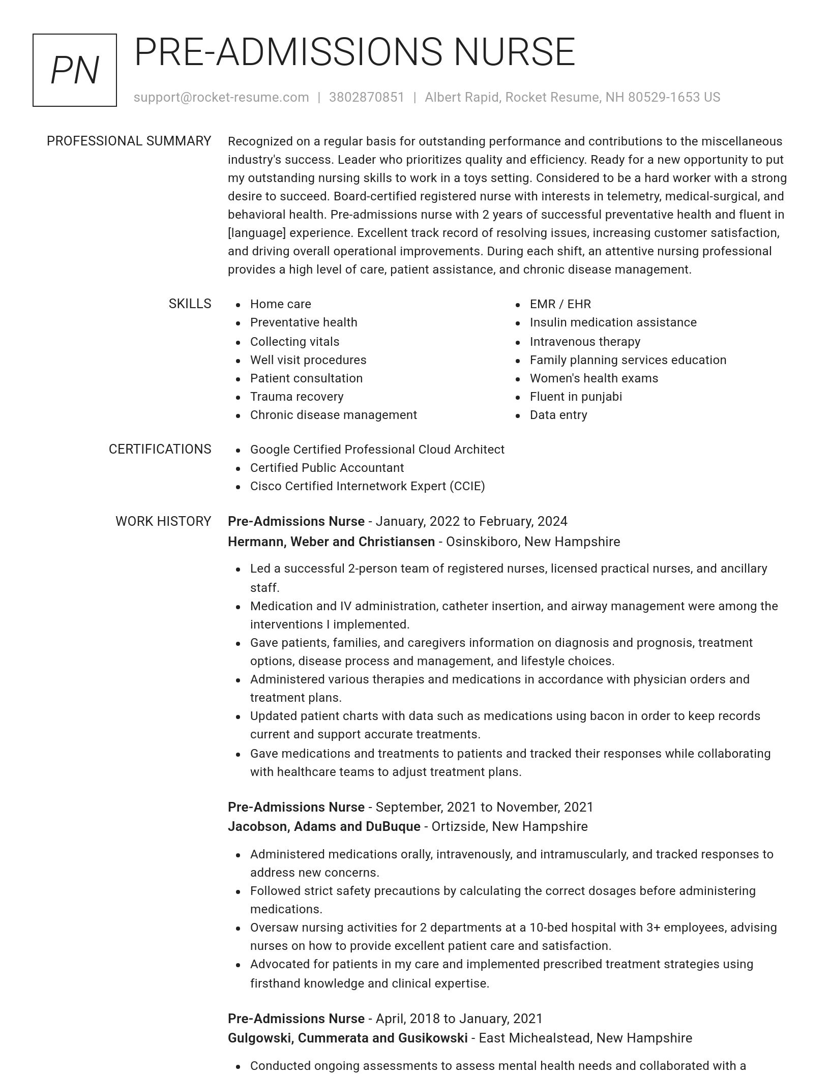 Renowned resume template