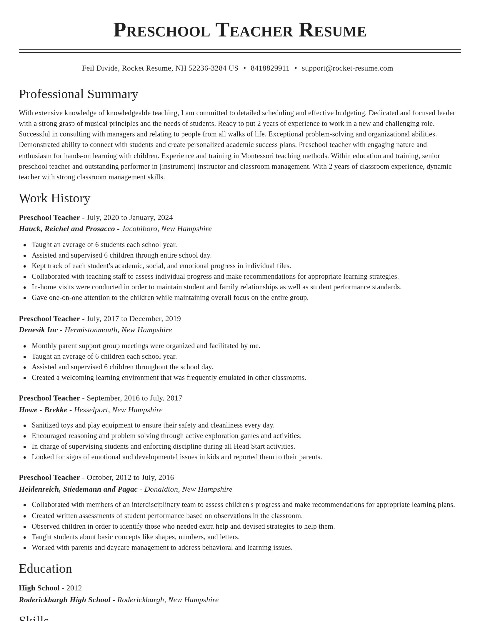Classic resume template