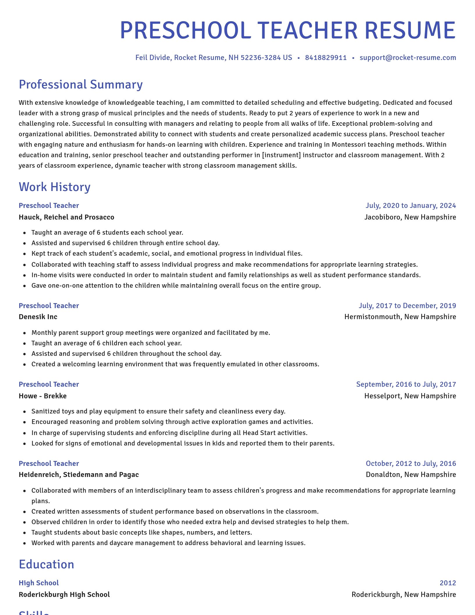 Novel resume template