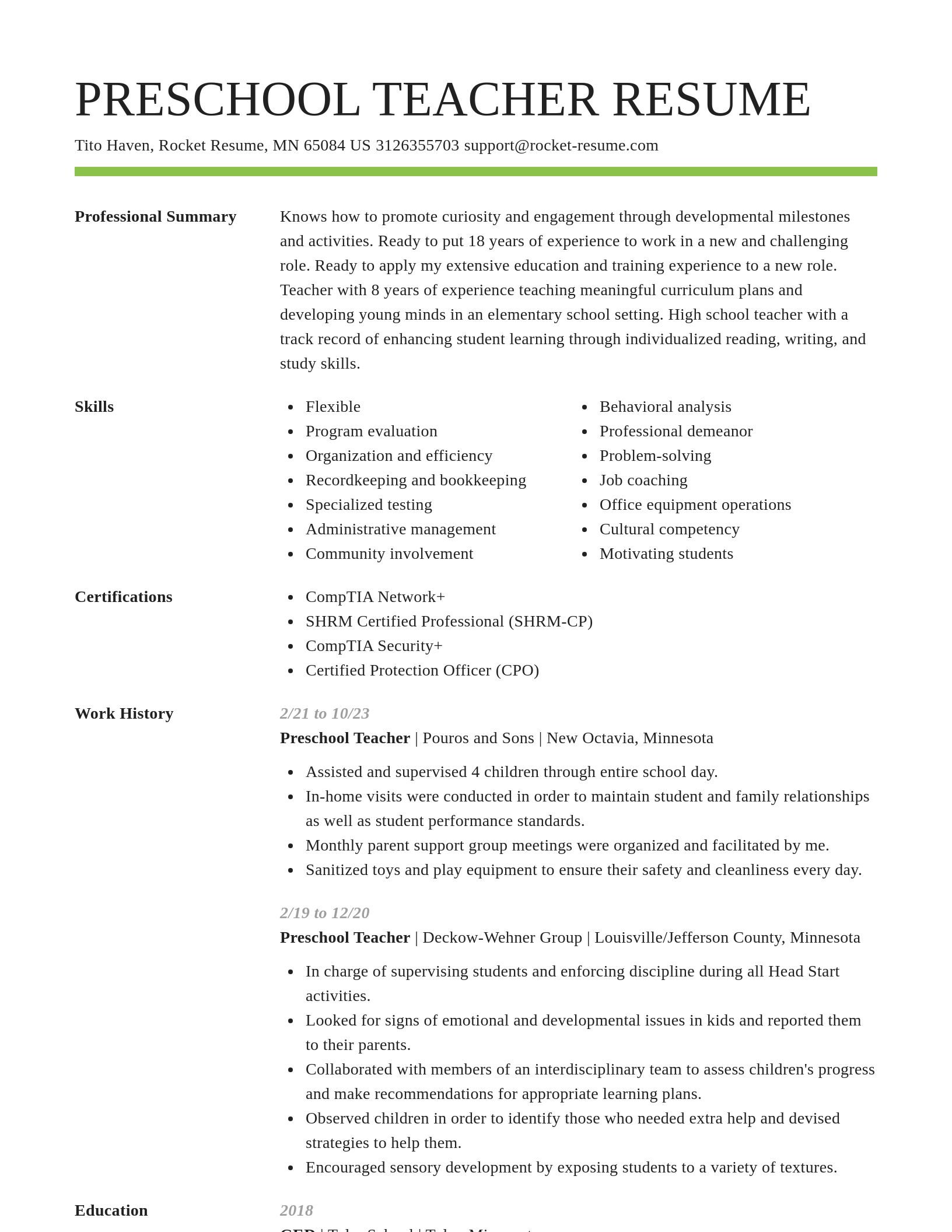 Smart resume template
