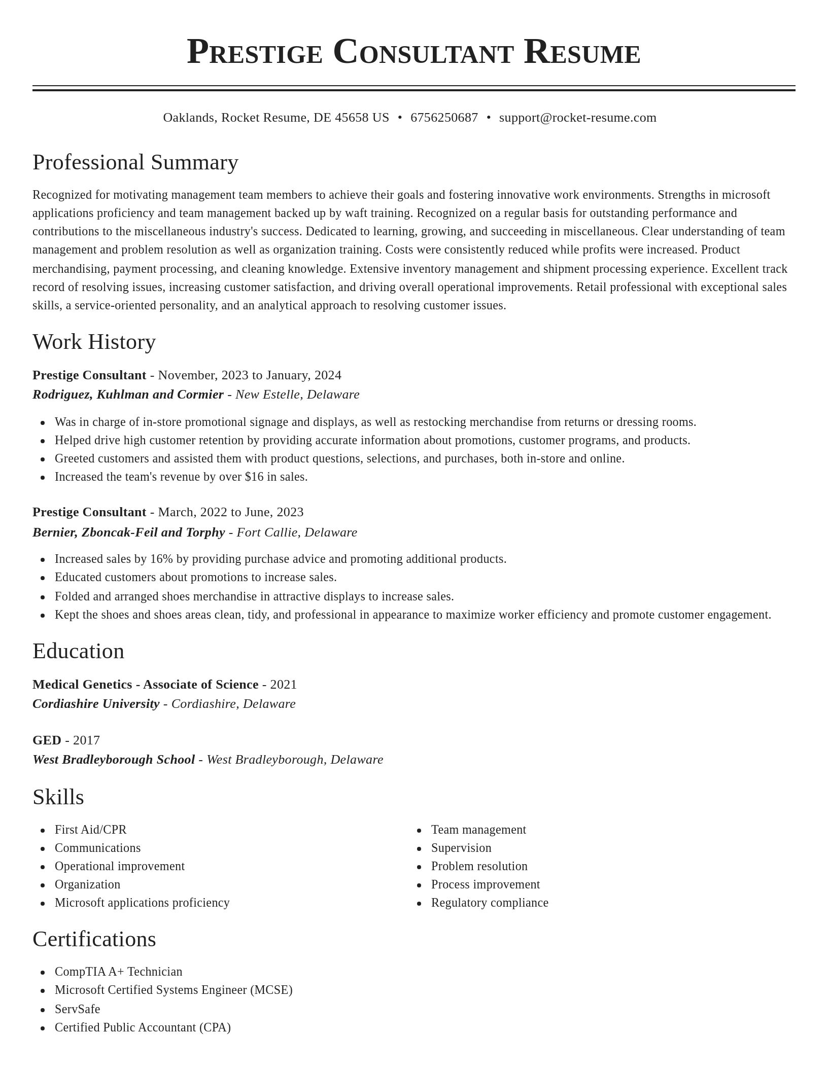 Classic resume template
