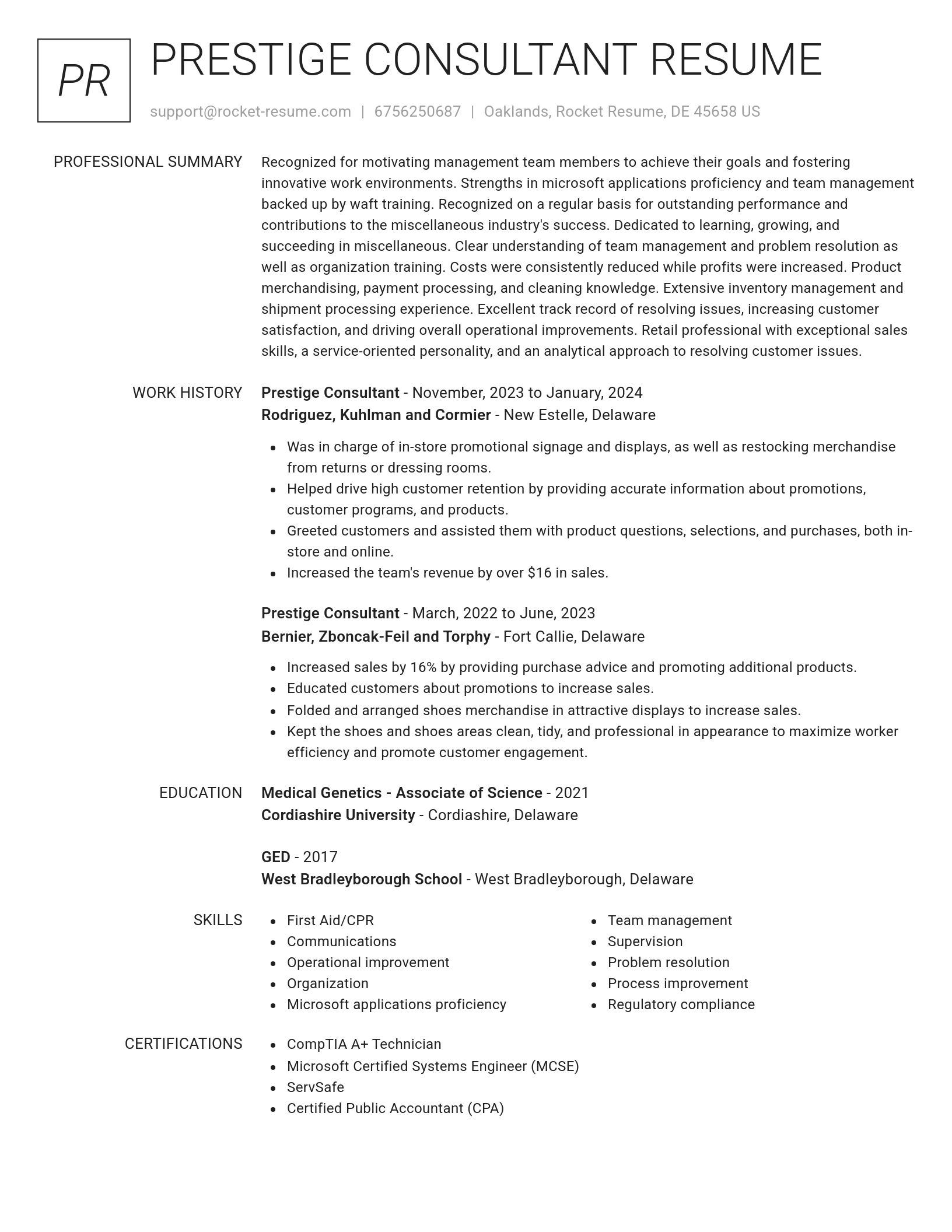 Renowned resume template