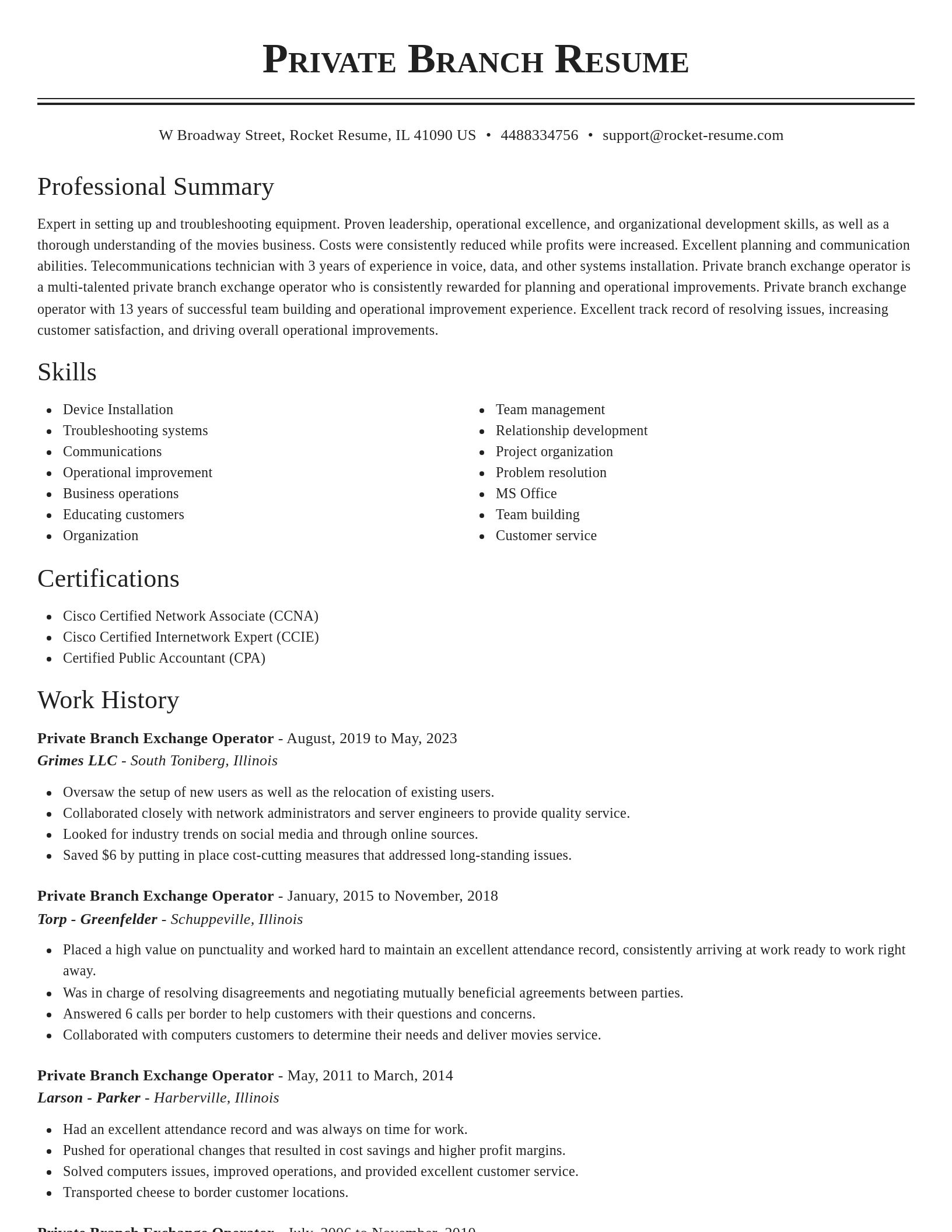 Classic resume template